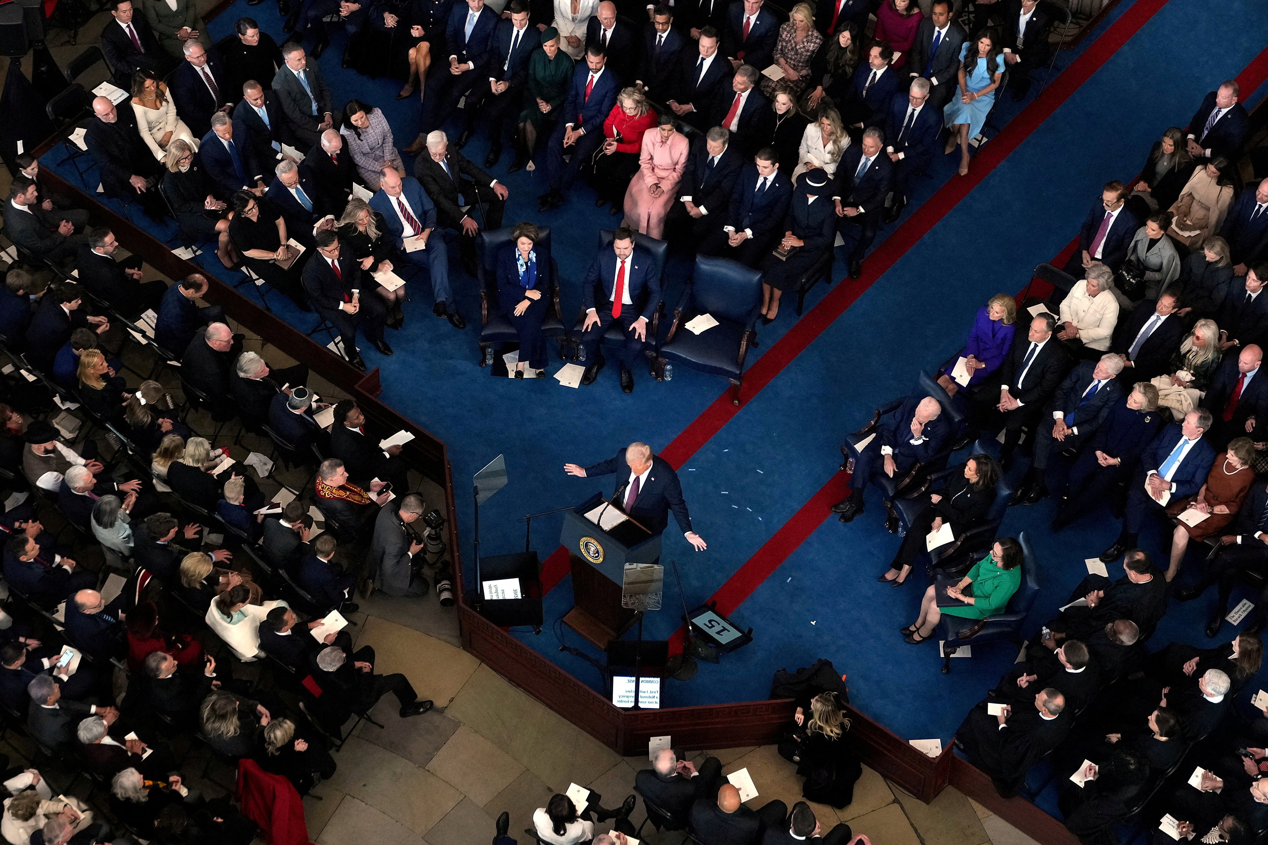 US President Donald Trump speaks during his inauguration, Photo: Reuters