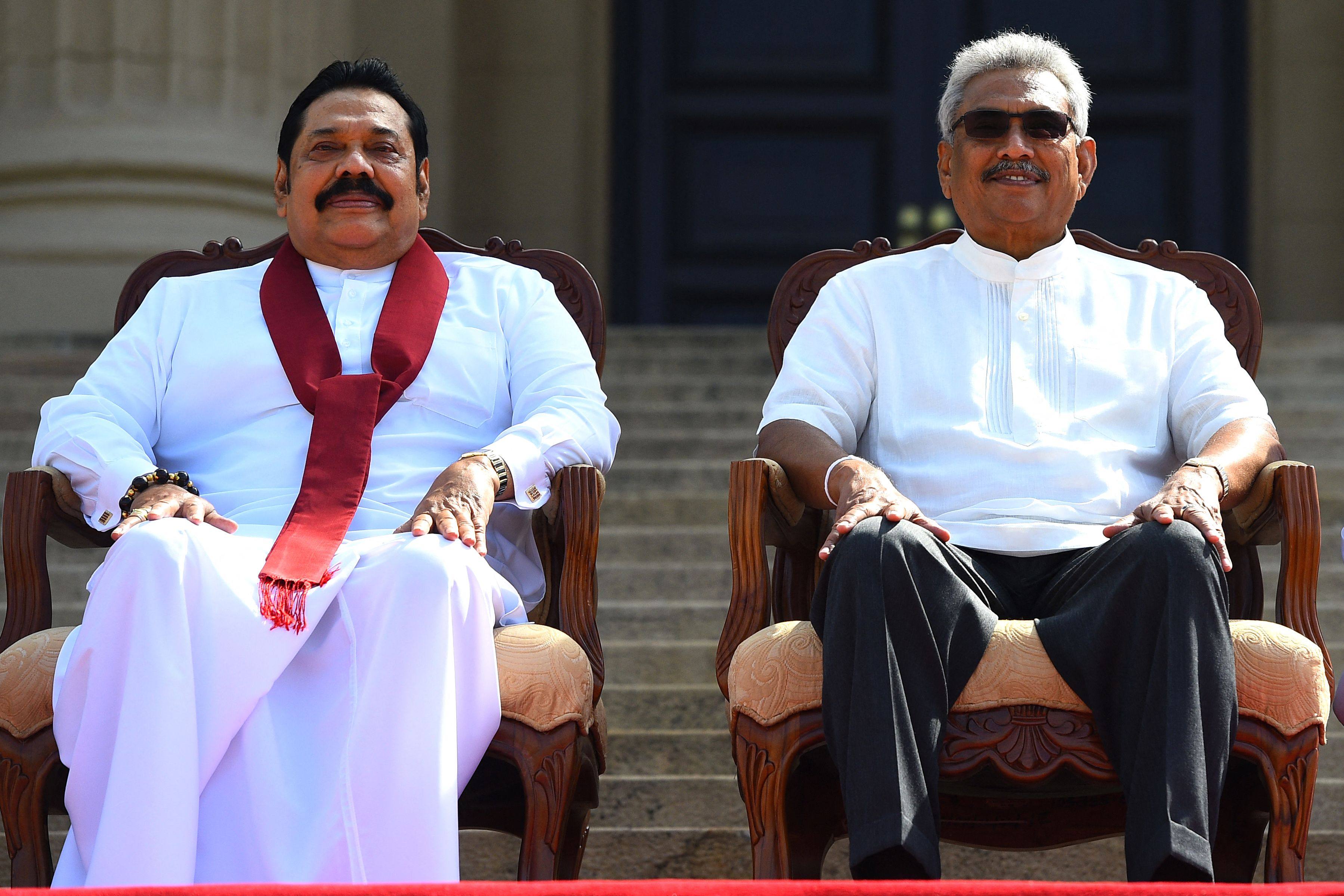 Gotabaya Rajapaksa (right) and his brother, Mahinda Rajapaksa, will be forced to leave their luxury lodgings under a new government order. Photo: AFP