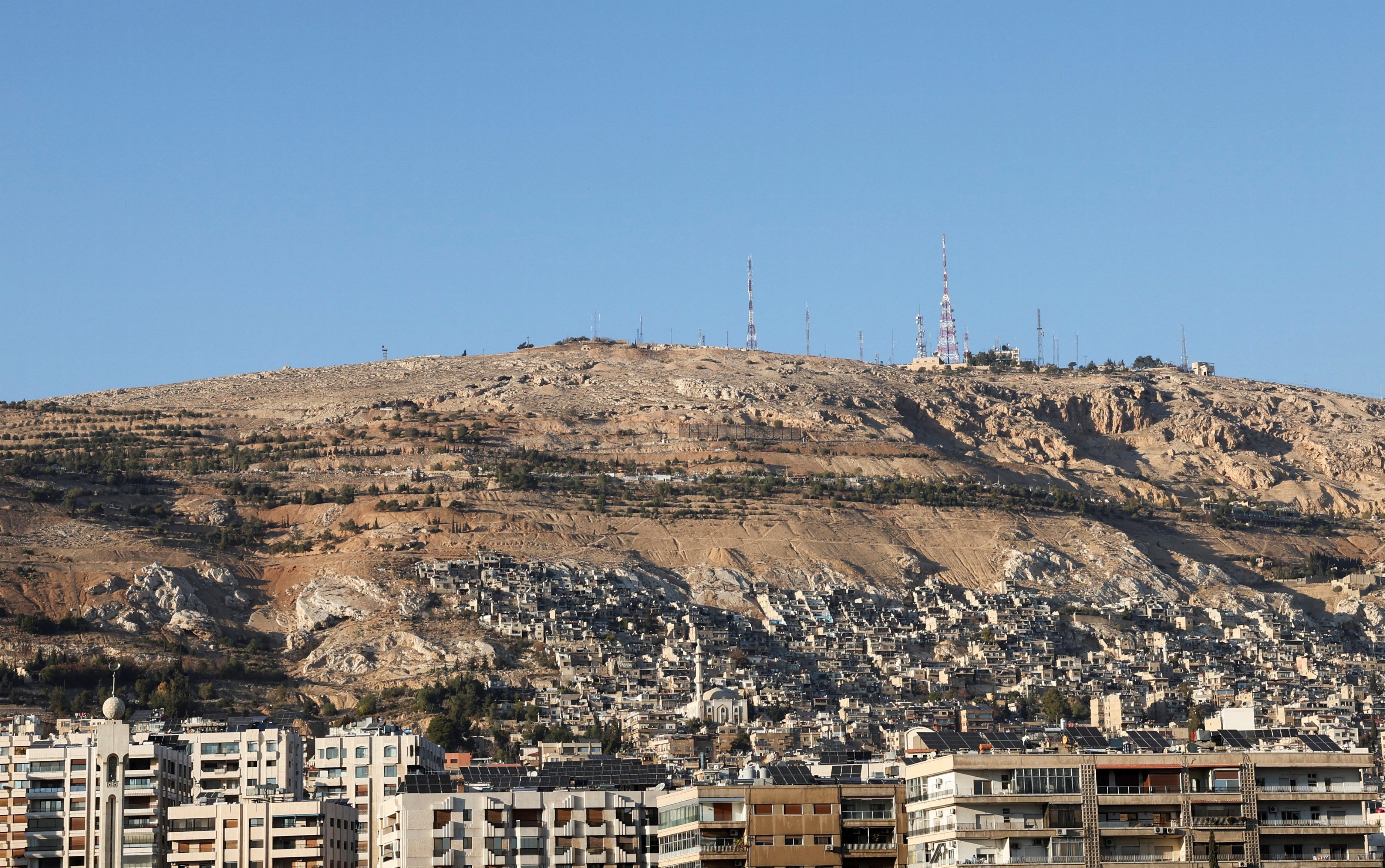 Mount Qasioun after the removal of Syria’s Bashar al-Assad, in Damascus, Syria on Saturday. Photo: Reuters 