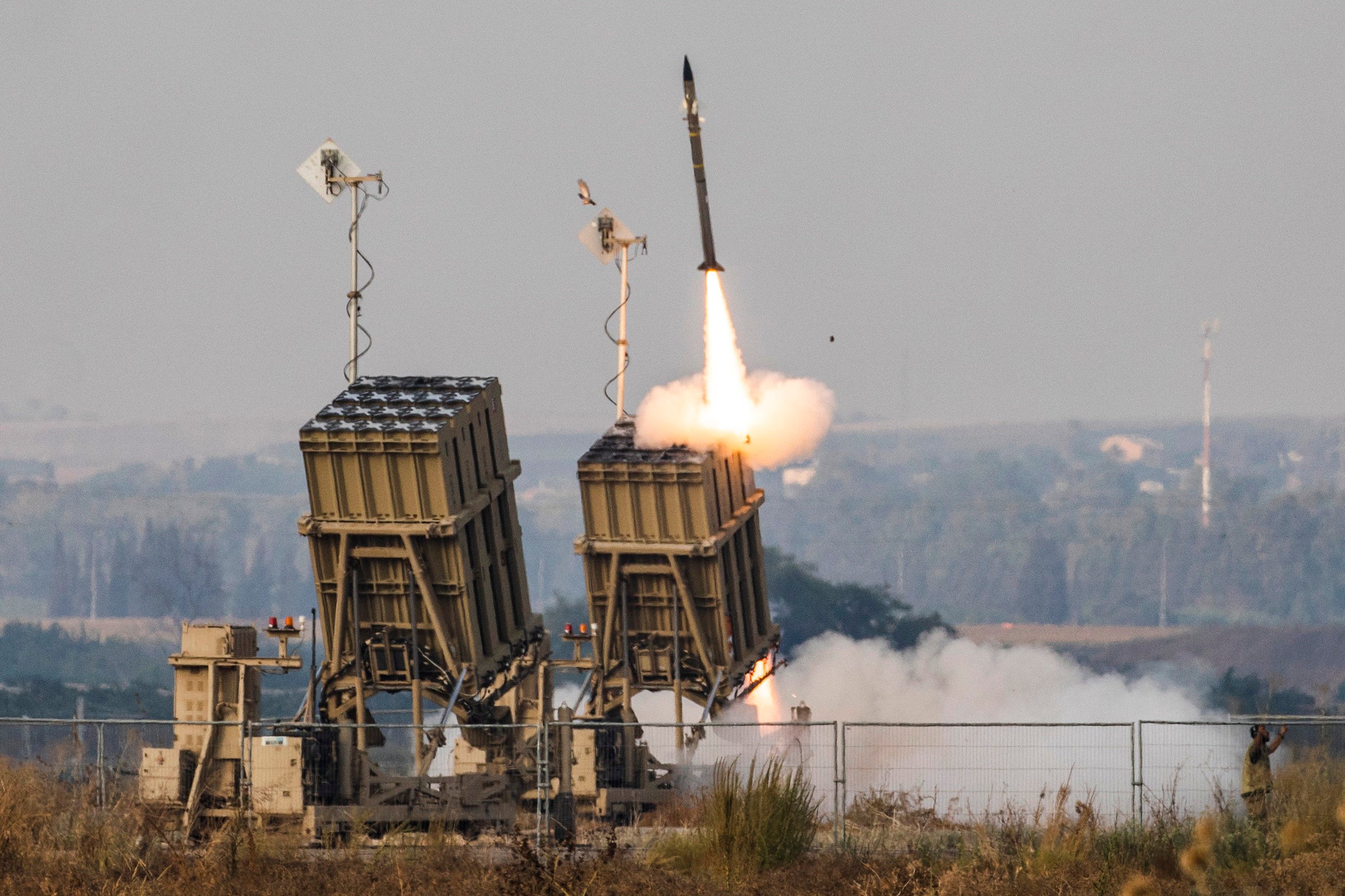 An interceptor missile is fired by a launcher as part of Israel’s Iron Dome missile defence system. Photo: dpa