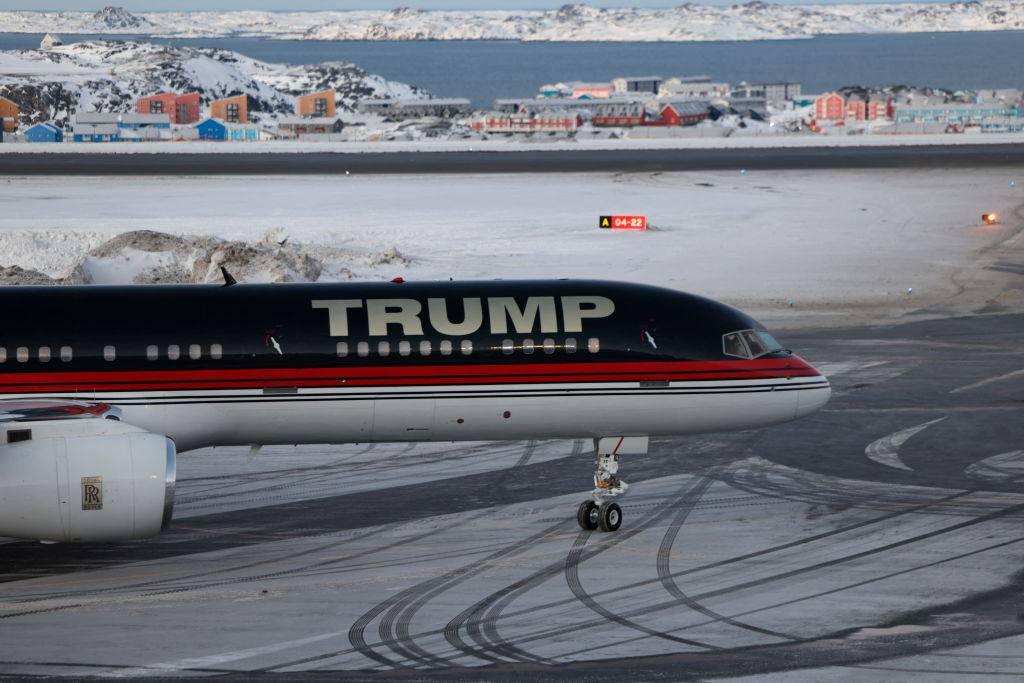 A Trump-branded plane arrives in Nuuk, Greenland, on January 7. Photo: AFP