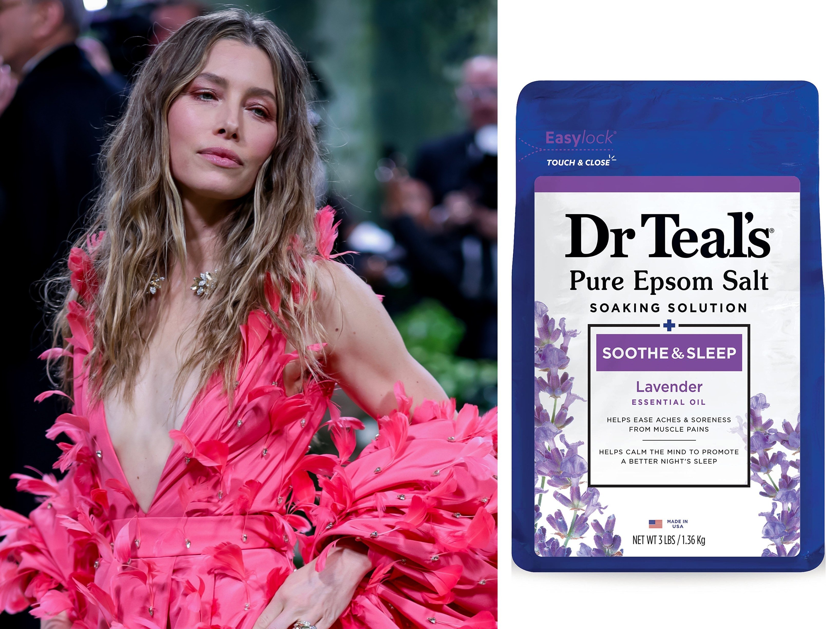 Actress Jessica Biel got the internet talking over her Epsom salt prep before the Met Gala last year. Photos: EPA, Handout