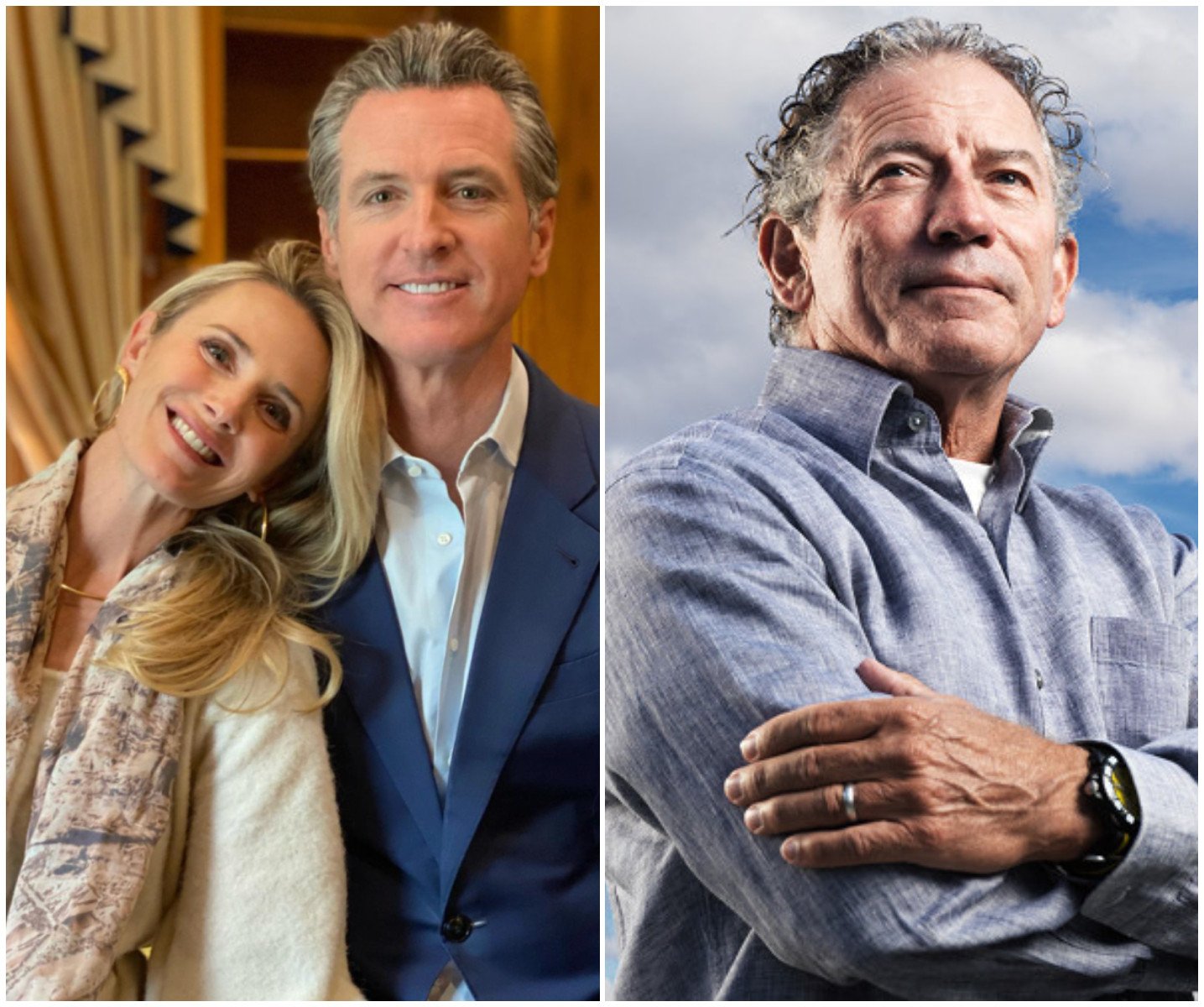 Gavin Newsom and his wife Jennifer Siebel Newsom have a Trump-supporting relative in tech billionaire Thomas Siebel. Photos: @jennifersiebelnewsom/Instagram; Thomas M. Siebel/LinkedIn