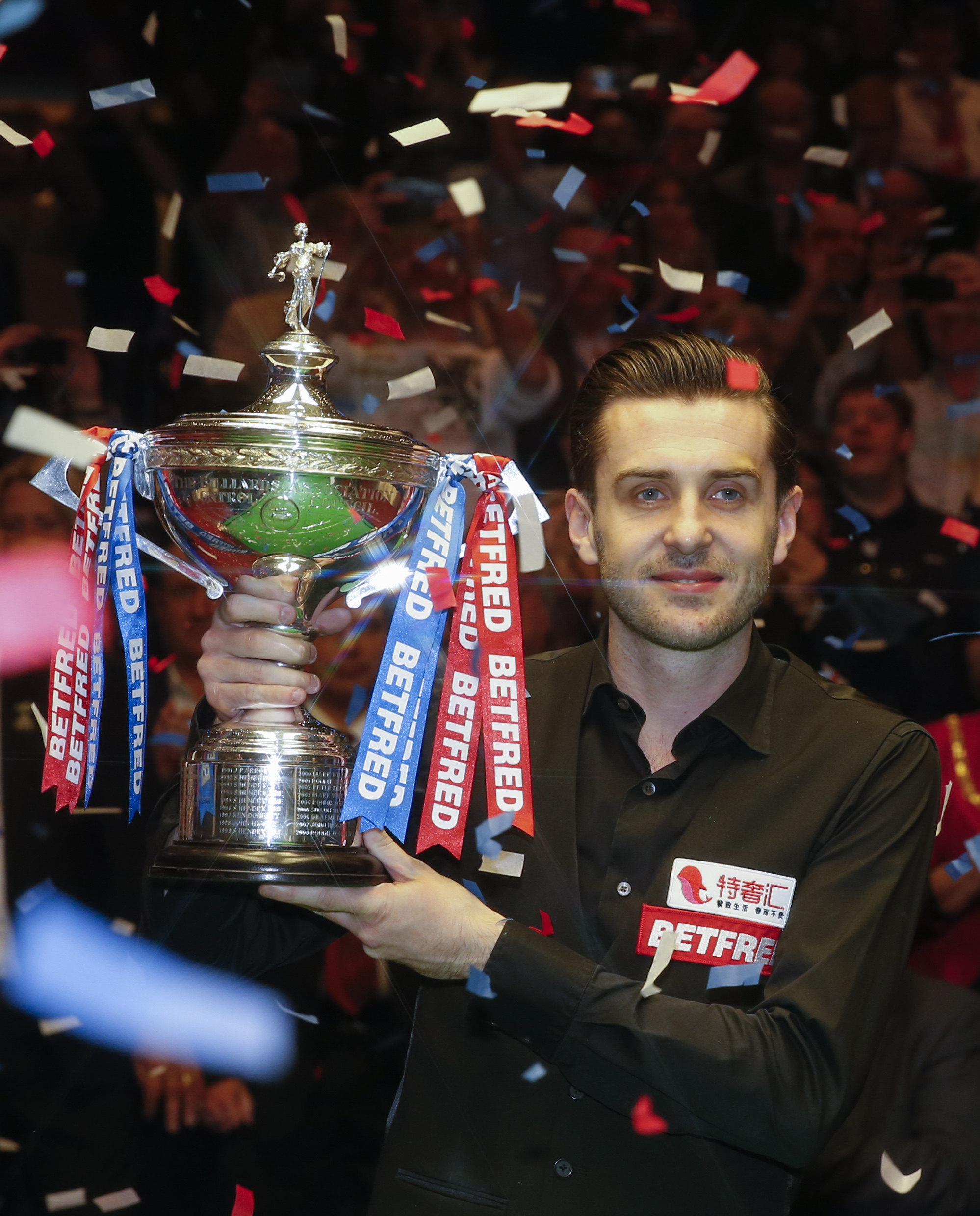 Mark Selby, pictured celebrating his 2017 world title, is expected to play in the World Grand Prix in Hong Kong in March. Photo: Xinhua