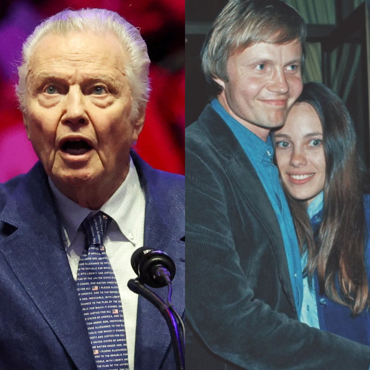 Jon Voight is still working as an actor; Voight with Marcheline Bertrand, Angelina Jolie’s mother. Photos: Reuters, @vintage.phenomenon/Instagram