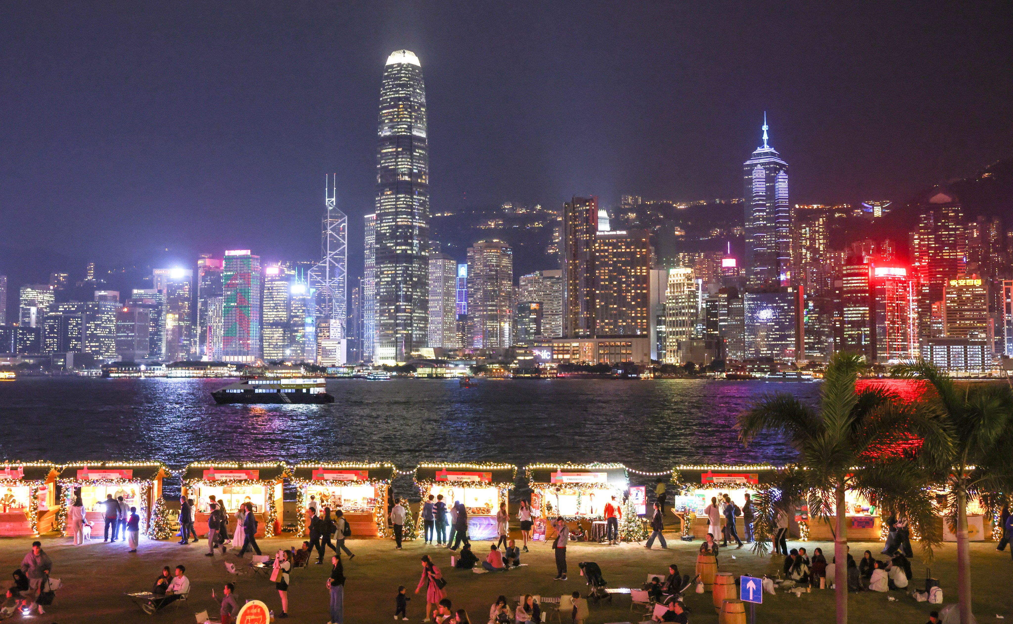 A view of the Hong Kong skyline from WestK Christmas Market on December 12. Photo: Nora Tam