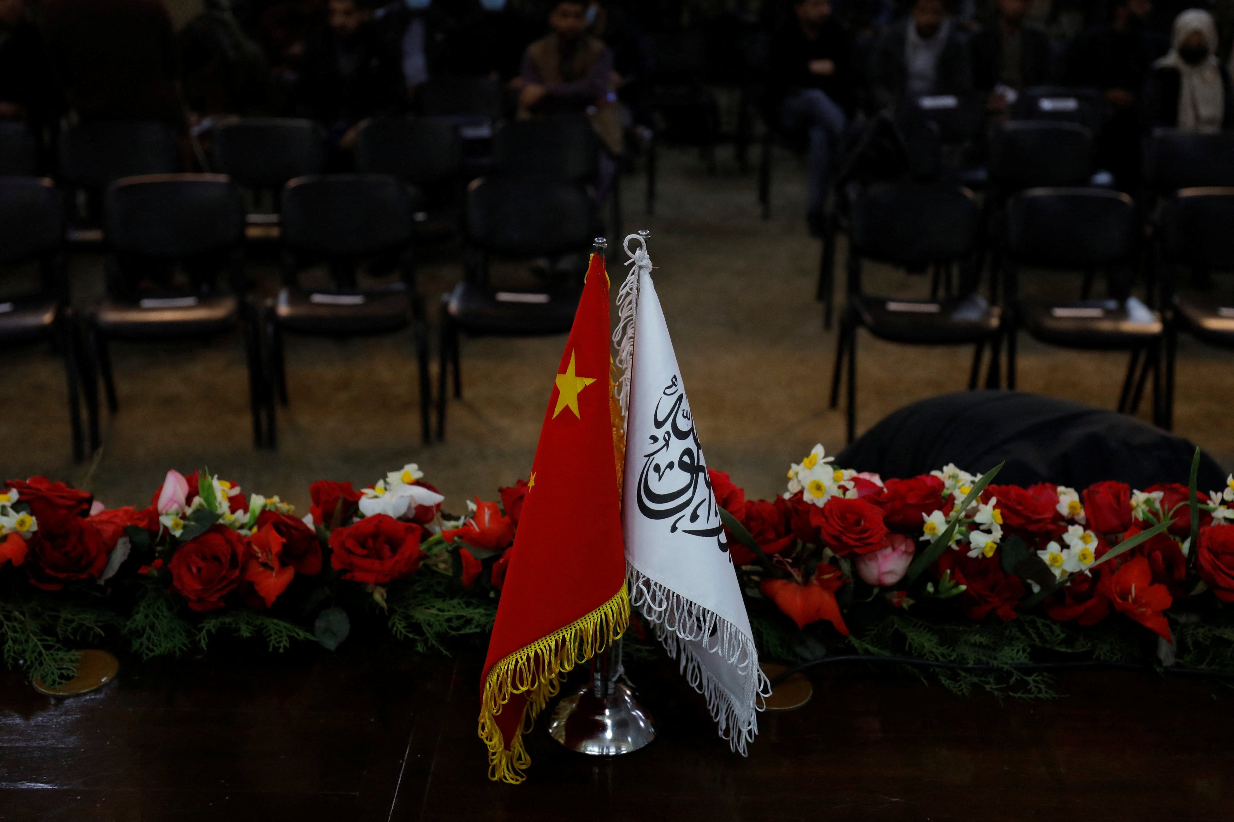 The flags of the China and the Islamic Emirate of Afghanistan. File photo: Reuters