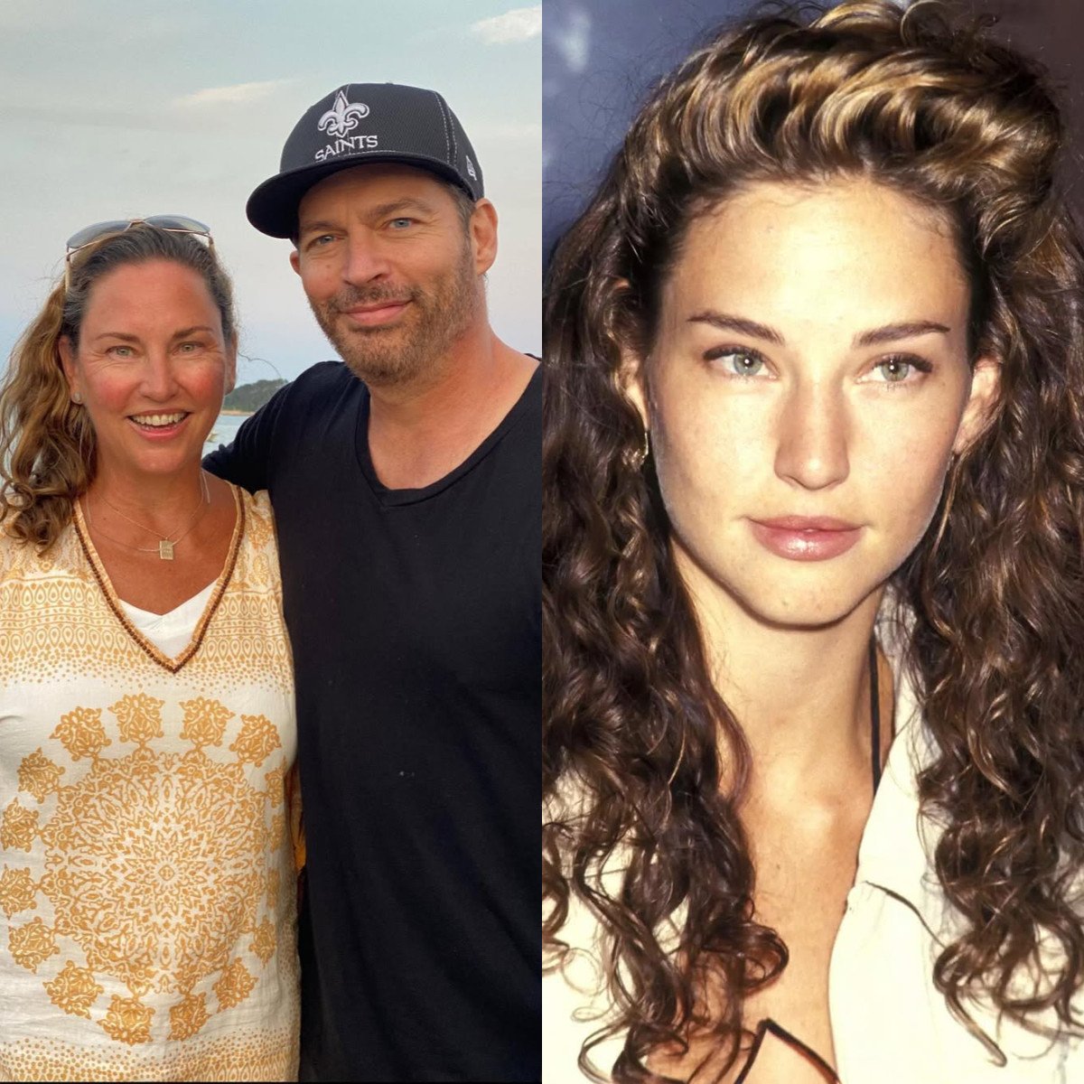 Harry Connick Jr and wife Jill Goodacre; Goodacre in her modelling days. Photos: @harryconnickjr/Instagram
