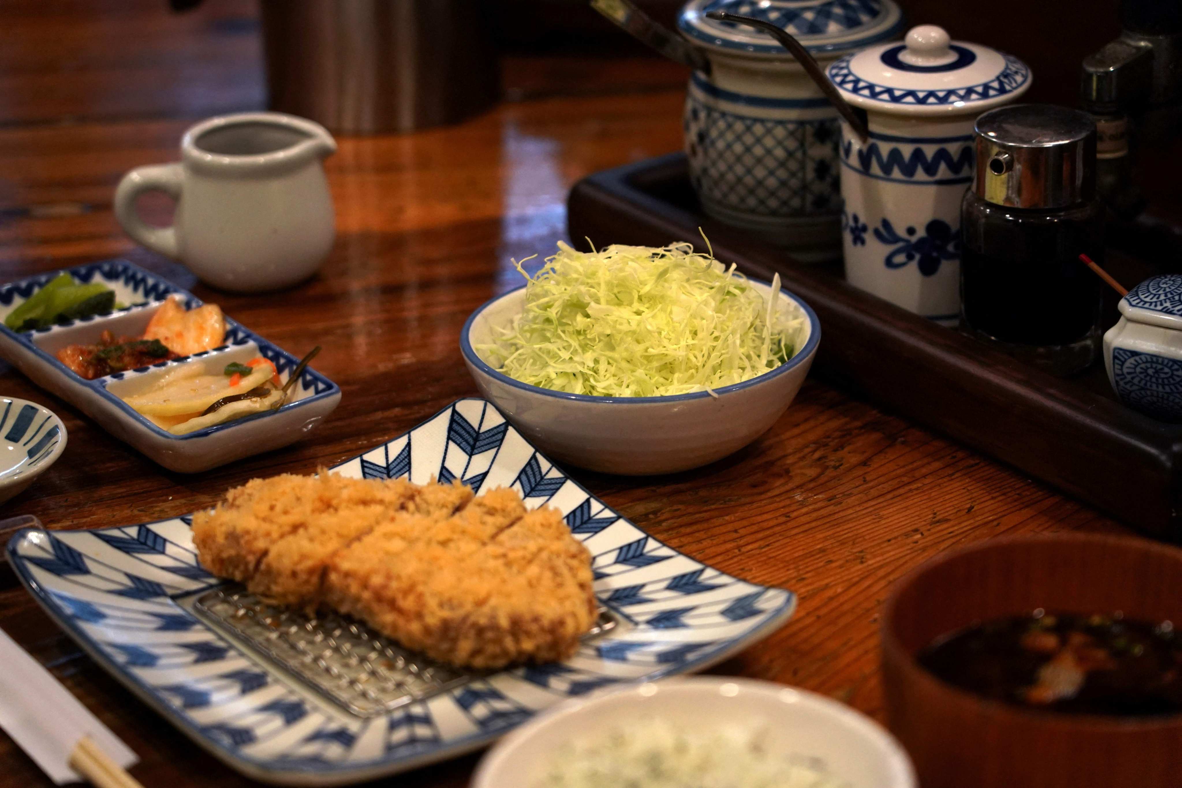 A pork cutlet dish served with shredded cabbage at a restaurant in Tokyo. Photo: AFP