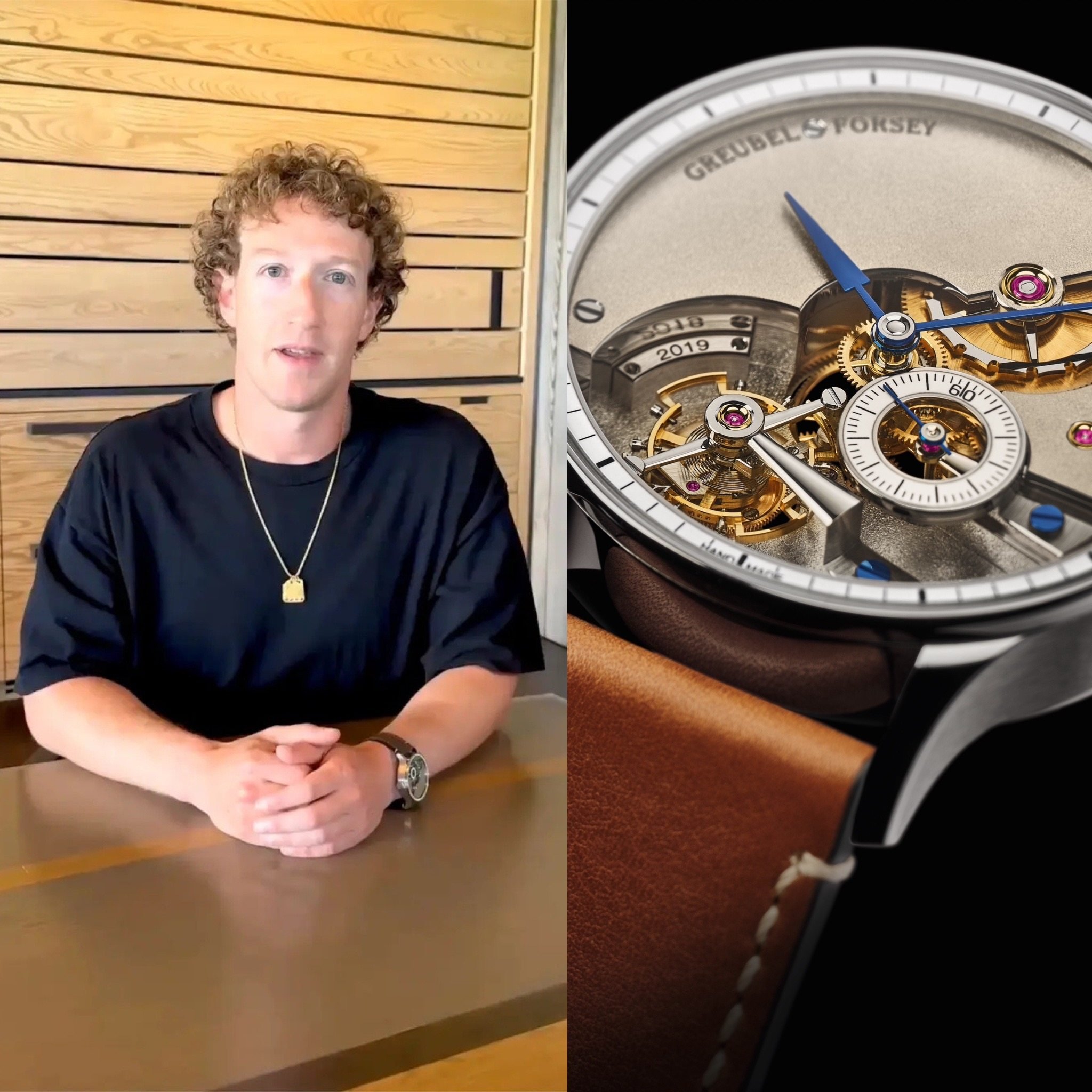 Mark Zuckerberg wore the Greubel Forsey Hand Made 1 in a recent announcement video. Photo: @zuck/Instagram; Handout