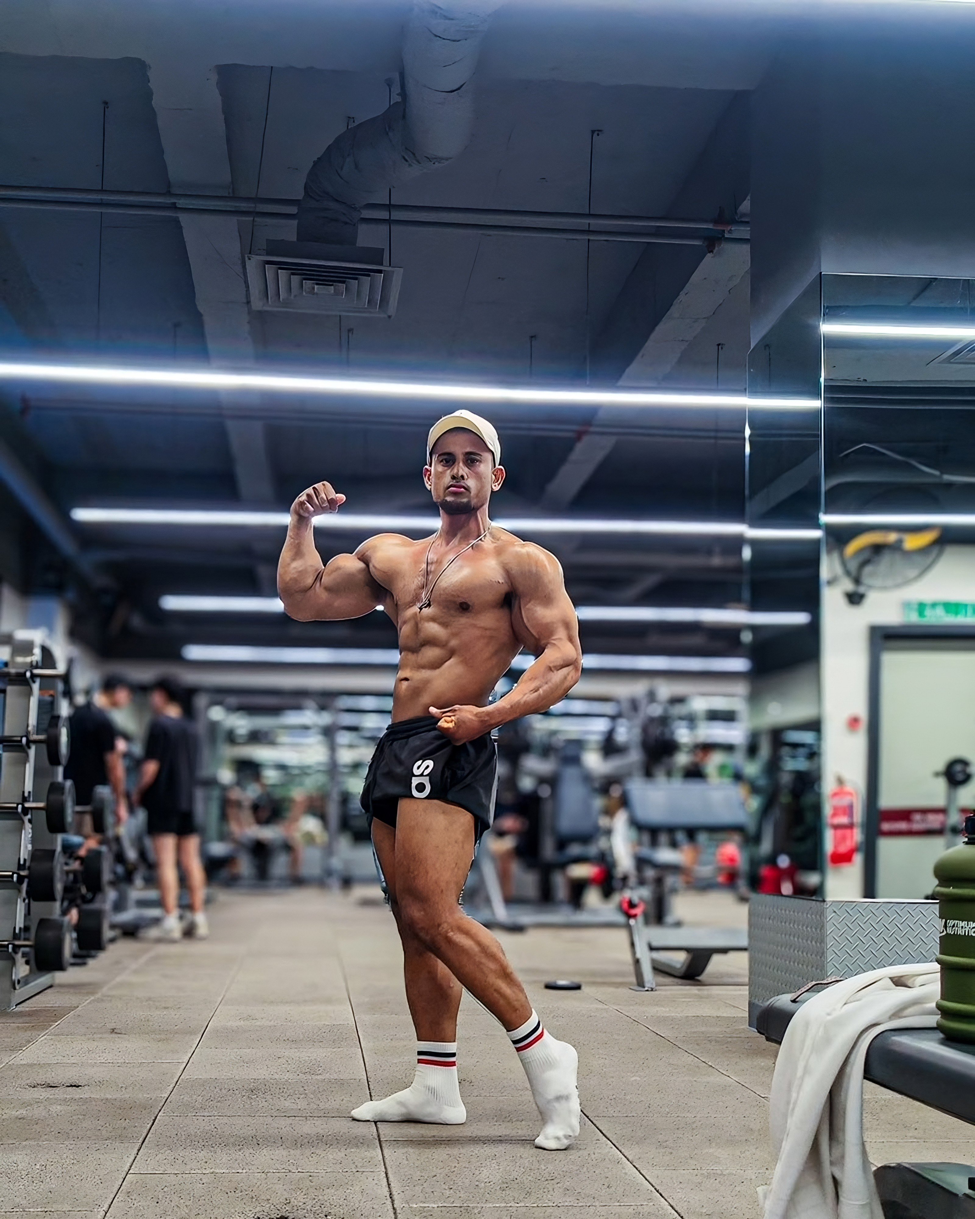 Rohingya refugee bodybuilder Faruk Arian poses at a gym in Bandar Utama, Malaysia. Photo: Faruk Arian