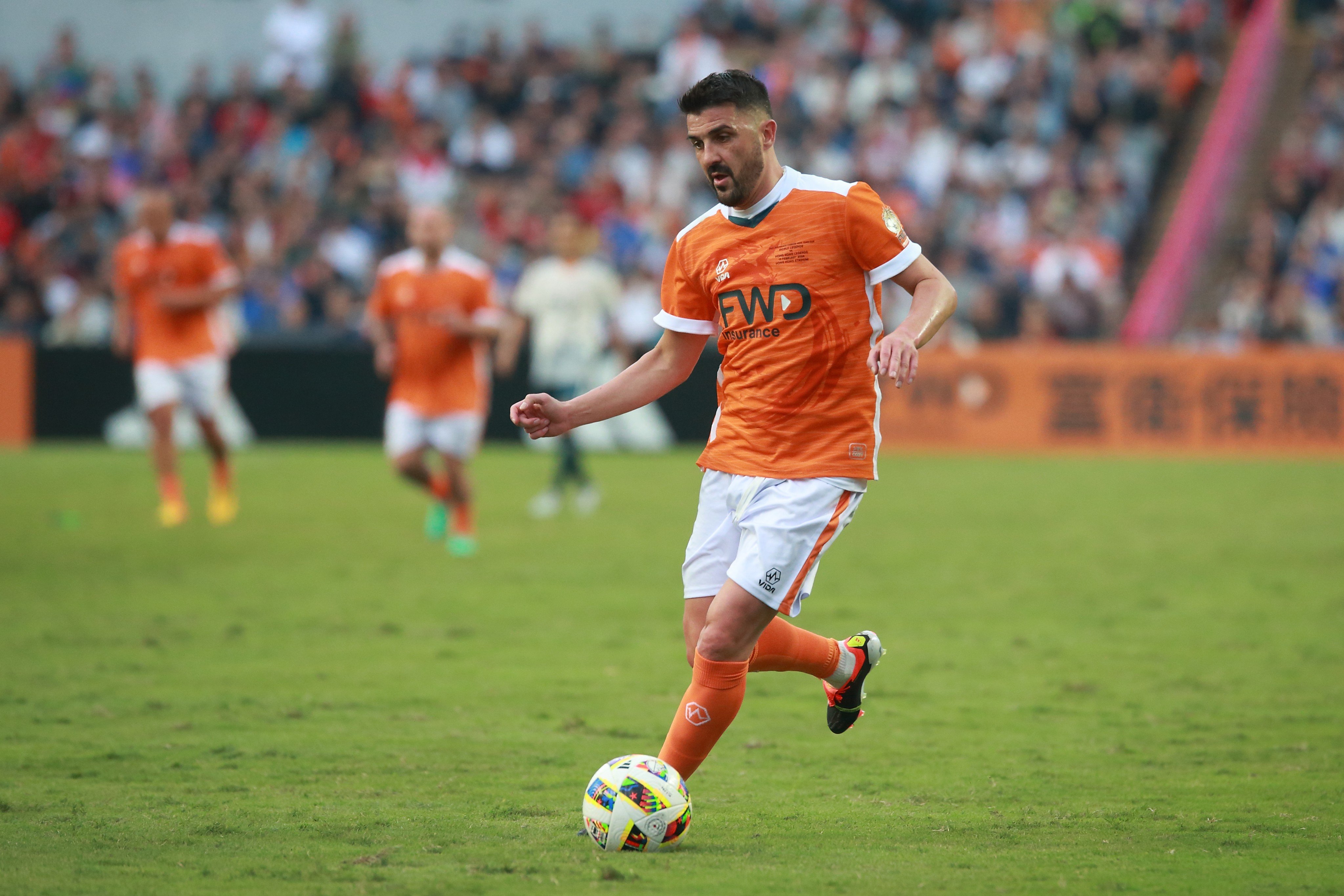 David Villa of World Legends in action during last year’s Chinese New Year Cup. The latest edition between World Legends and Hong Kong Legends takes place at Hong Kong Stadium on February 1. Photo: Getty Images