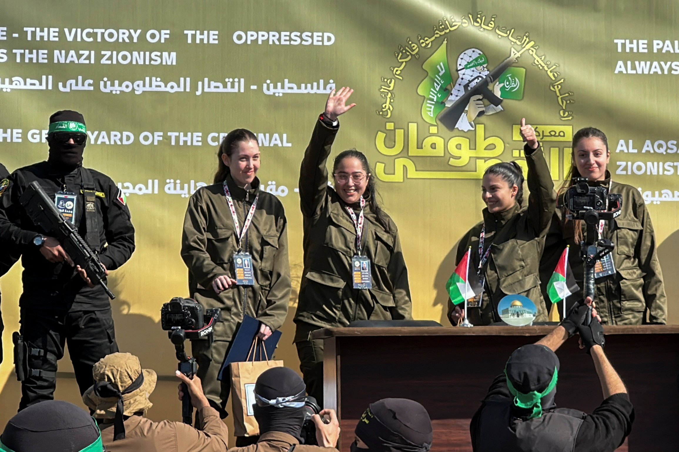 Four female Israeli soldiers, who had been held in Gaza since the deadly October 7, 2023 attack, are released by Hamas militants. Photo: Reuters