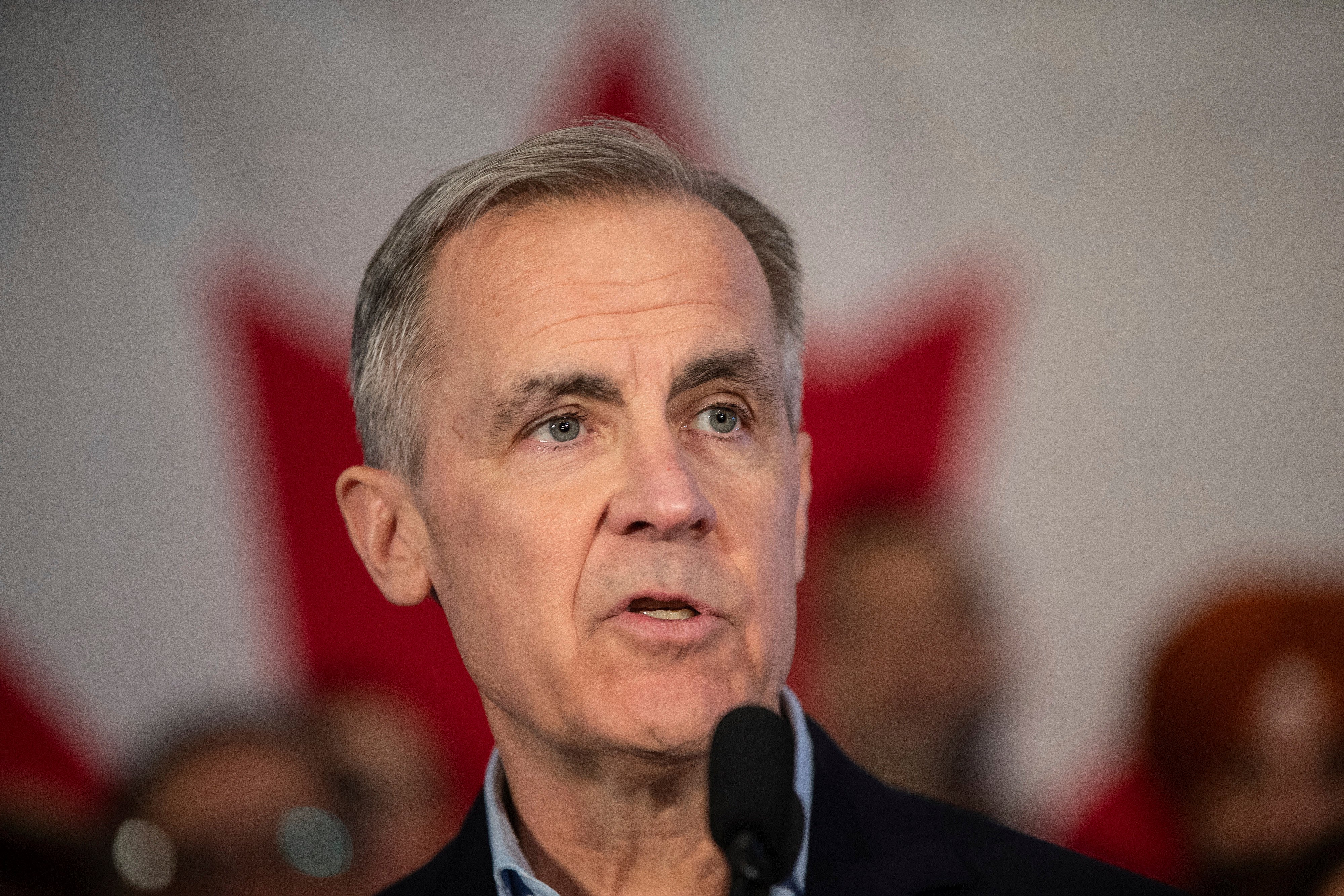 Mark Carney speaks during his Liberal leadership campaign launch in Edmonton, Alberta, on January 16. Photo: Canadian Press via AP