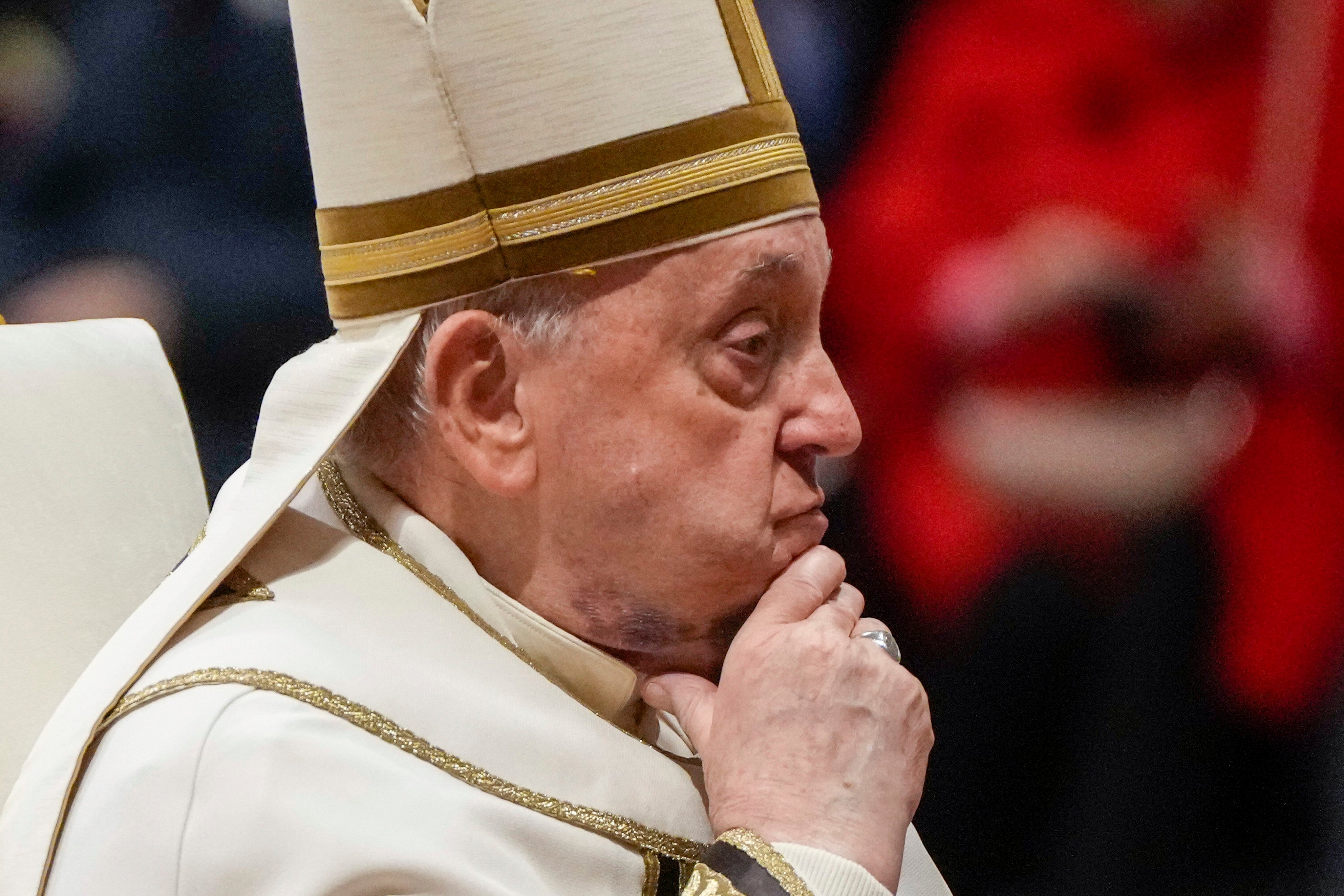 Pope Francis during a solemn mass where he made 21 new cardinals in St. Peter’s Basilica at The Vatican, on December 7. Photo: AP