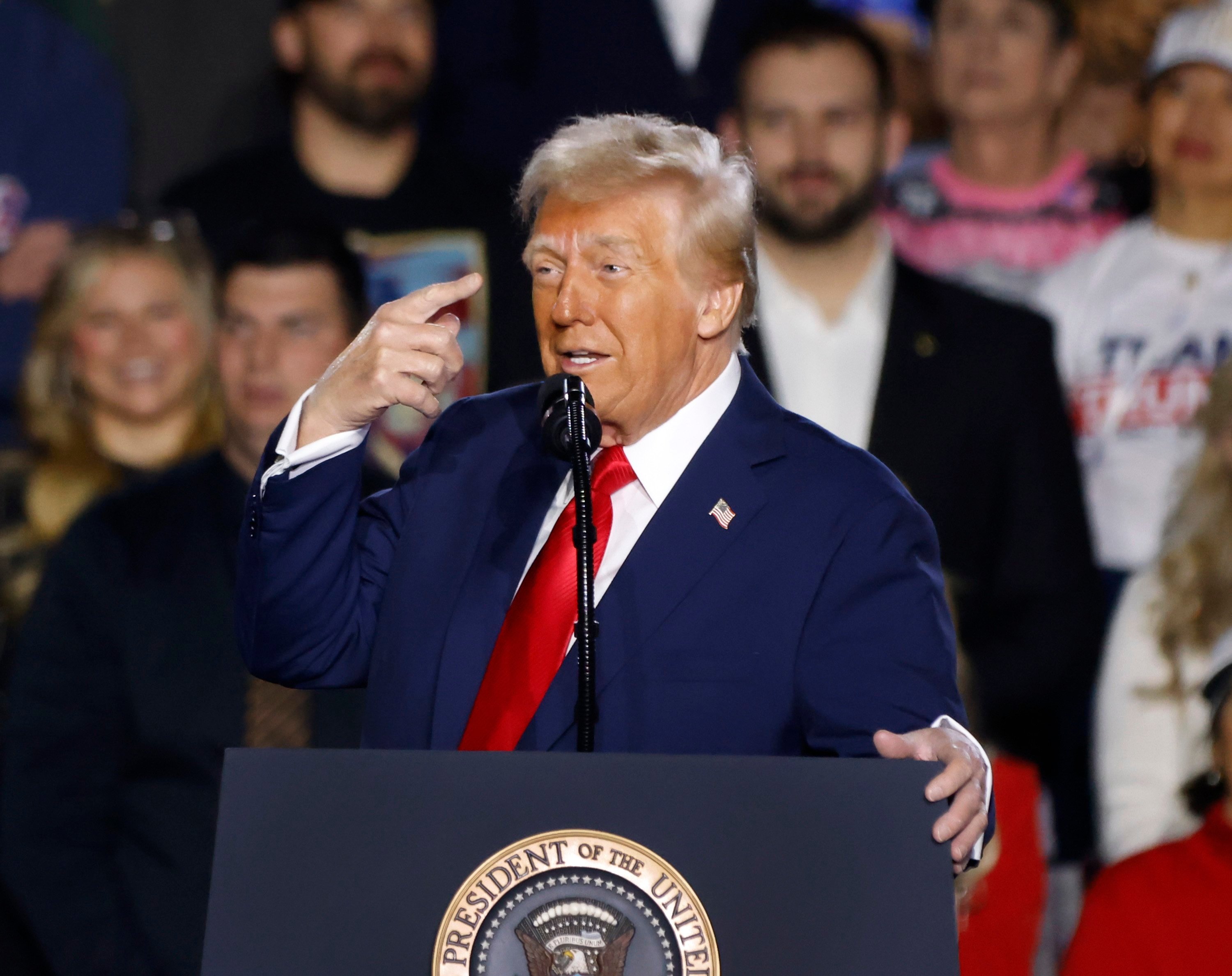 US President Donald Trump speaks at the Circa Resort and Casino in Las Vegas on Saturday. Photo: EPA-EFE