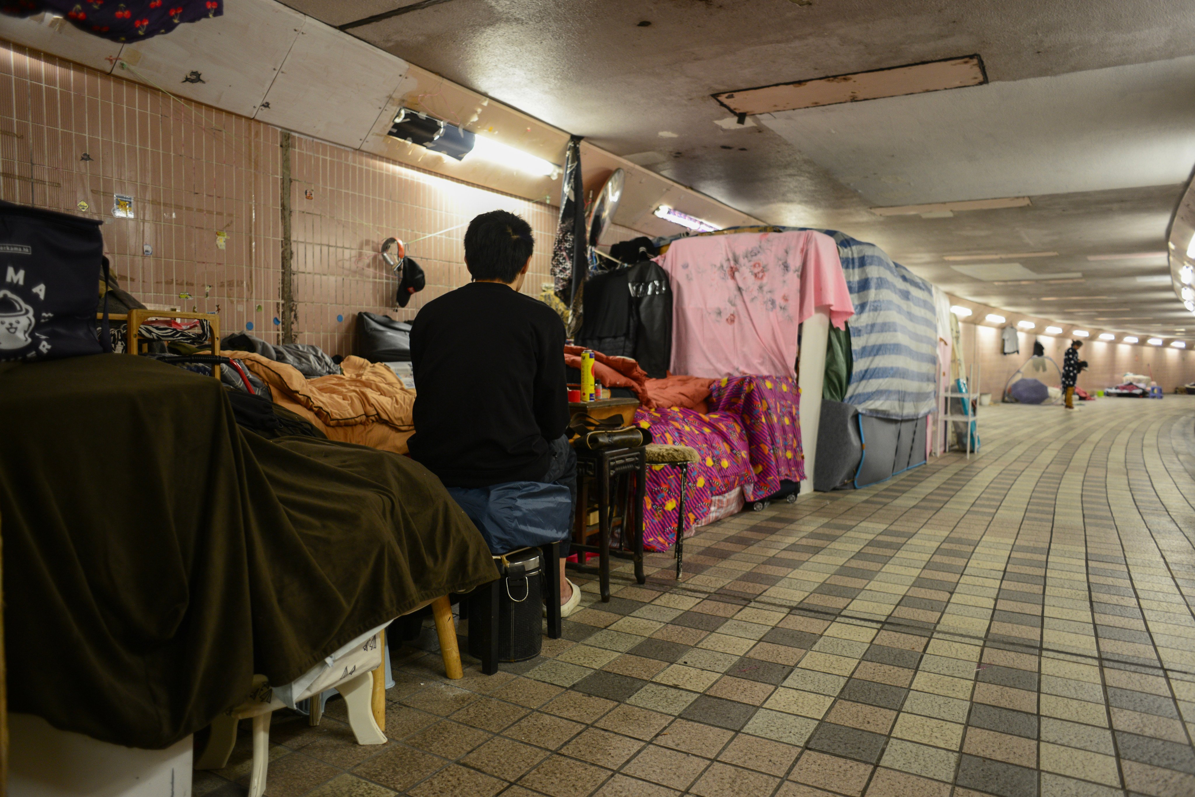 Weslie, a 49-year-old living in an underpass, said that while the middle part where he stayed was tolerable, the end of the tunnel could be very cold during the night. Photo: Antony Dickson 