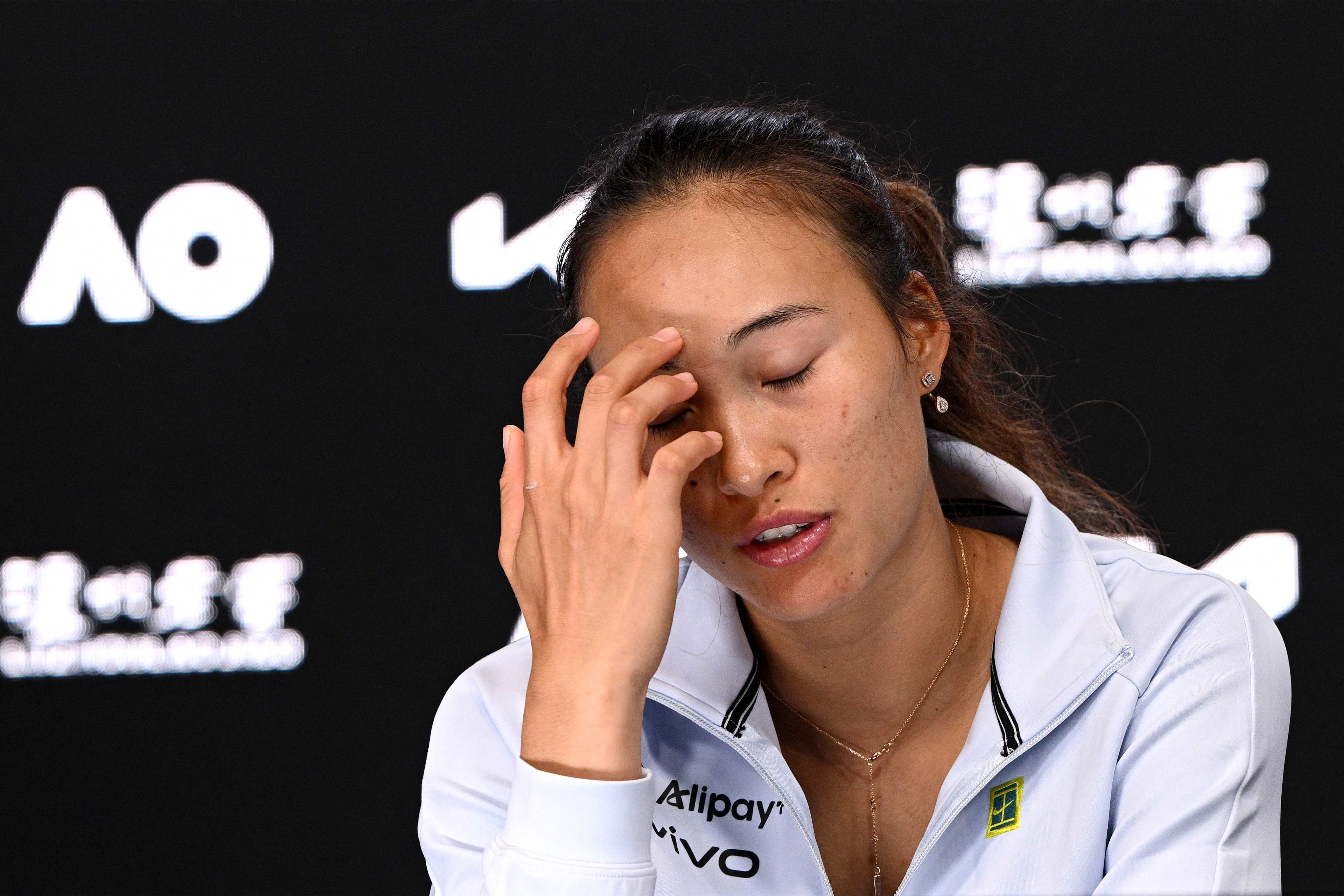 China’s Zheng Qinwen, pictured after her second-round loss at the Australian Open, has fallen three places. Photo: AFP