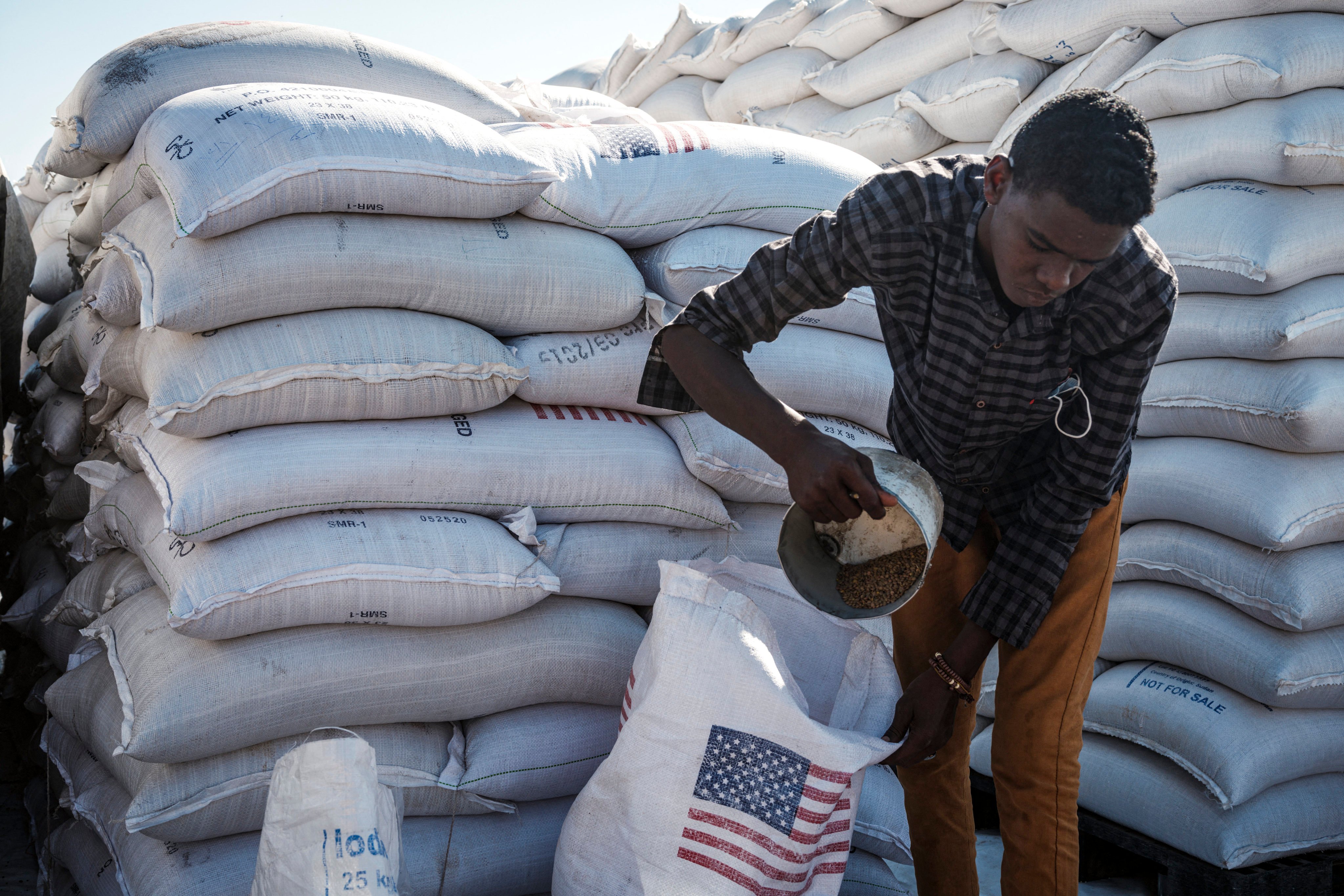 Food from USAID for Ethiopian refugees who fled the Tigray conflict in 2020. File photo: AFP