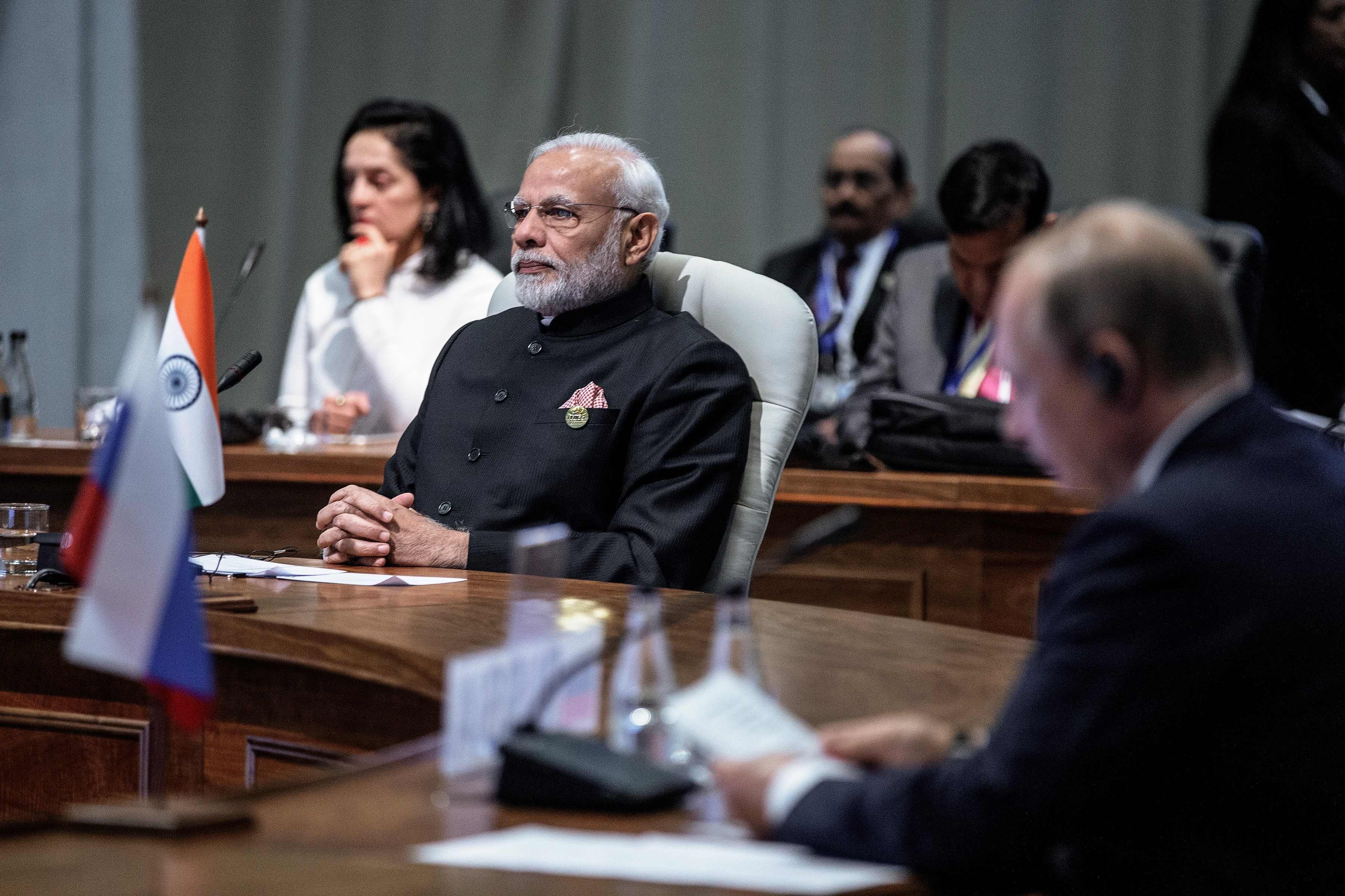 Indian Prime Minister Narendra Modi (left) and Russia’s President Vladimir Putin at a Brics summit in South Africa in 2018. Photo: AFP