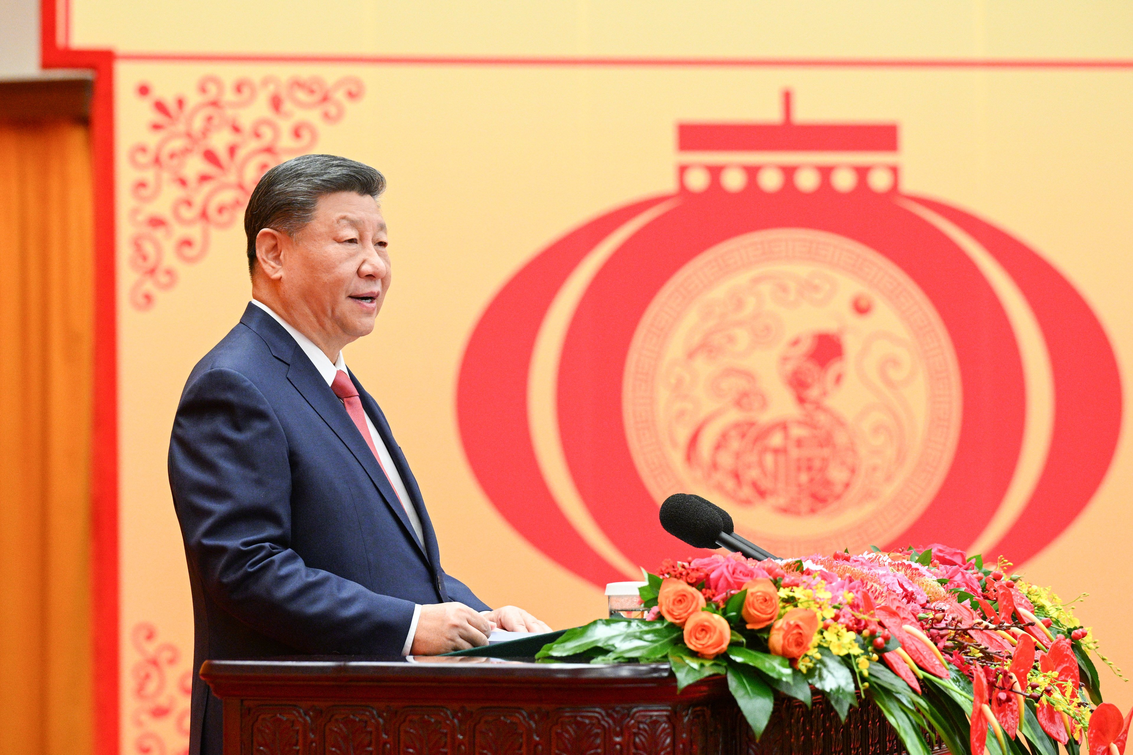 Chinese President Xi Jinping delivers a Lunar New Year address on Monday. Photo: Xinhua