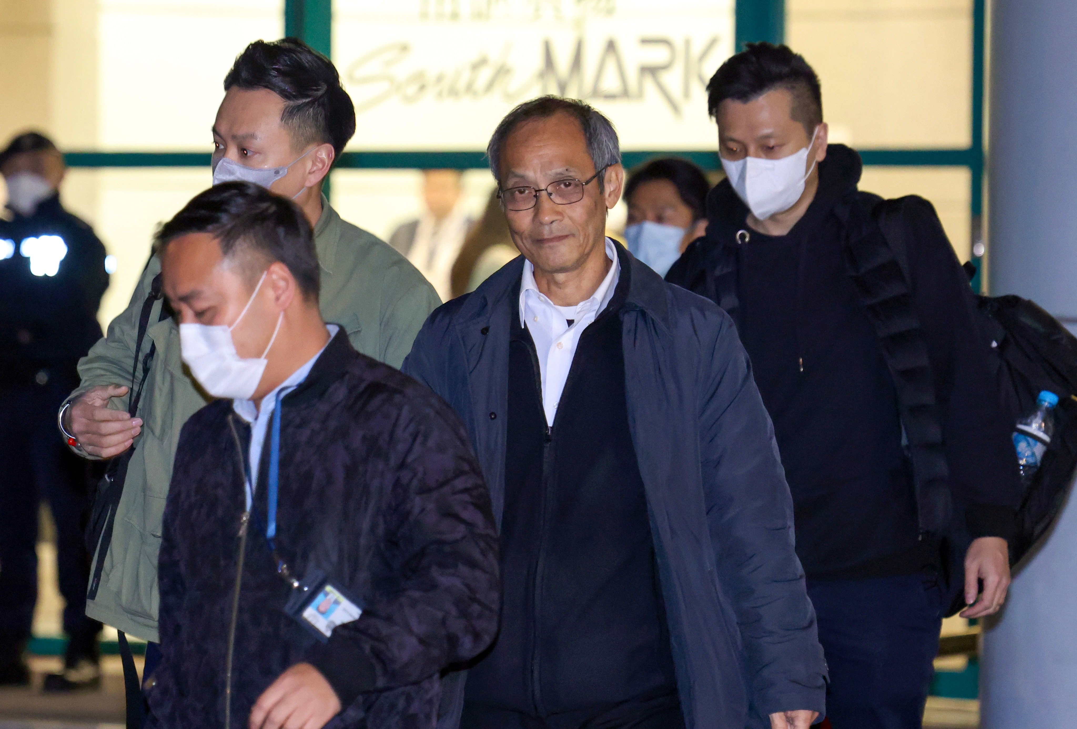 Robert Chung (centre) has been taken away by police for the second time in two weeks. Photo: Jelly Tse