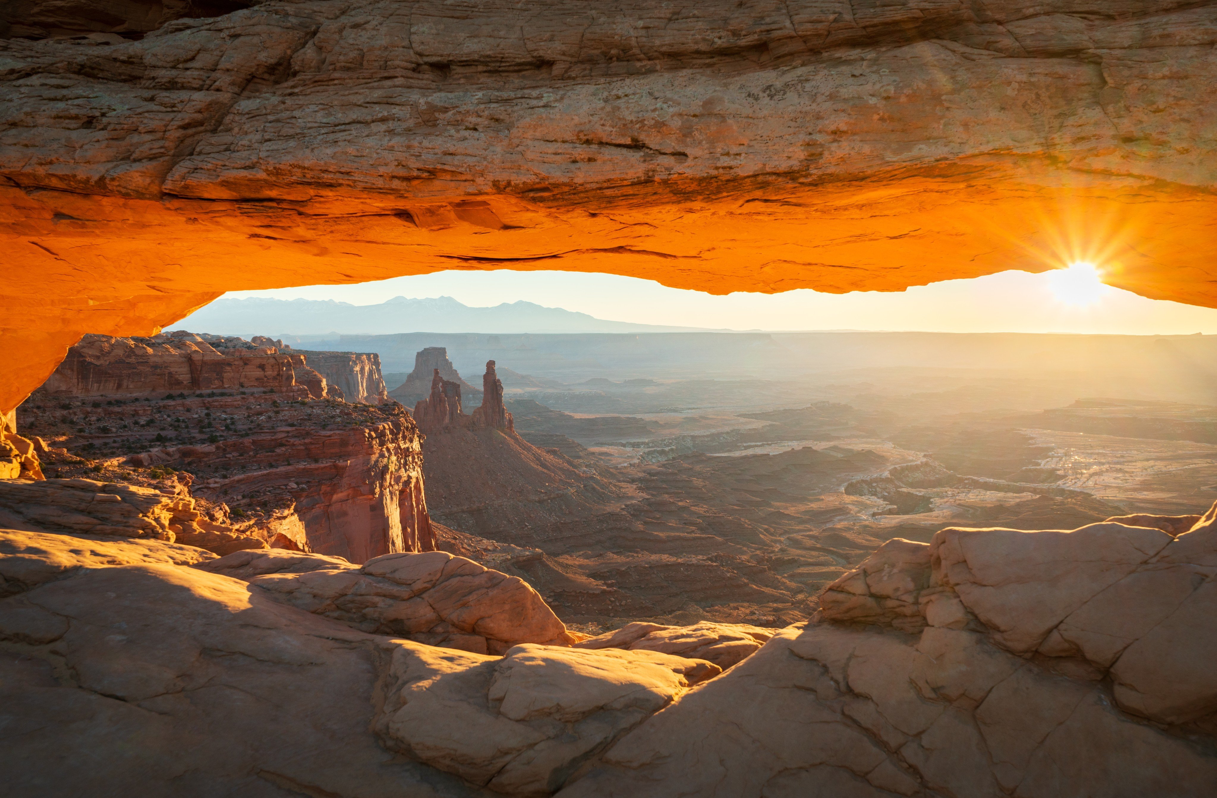 Mesa Arch at sunrise in Canyonlands National Park, one of the “Mighty 5” national parks in the US state of Utah, the others being the Arches, Bryce Canyon, Capitol Reef and Zion parks. Photo: Shutterstock