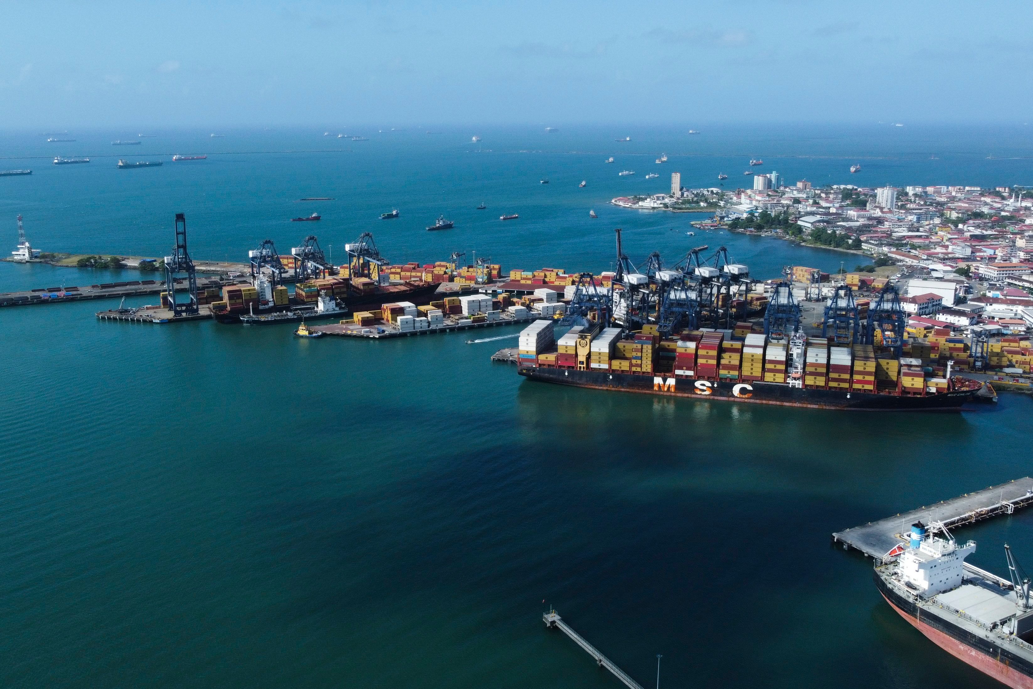 An aerial view of the Port of Cristobal, one of Panama’s five main ports serving its interoceanic canal, which Donald Trump has stated his intention to reclaim for the US. Photo: EPA-EFE