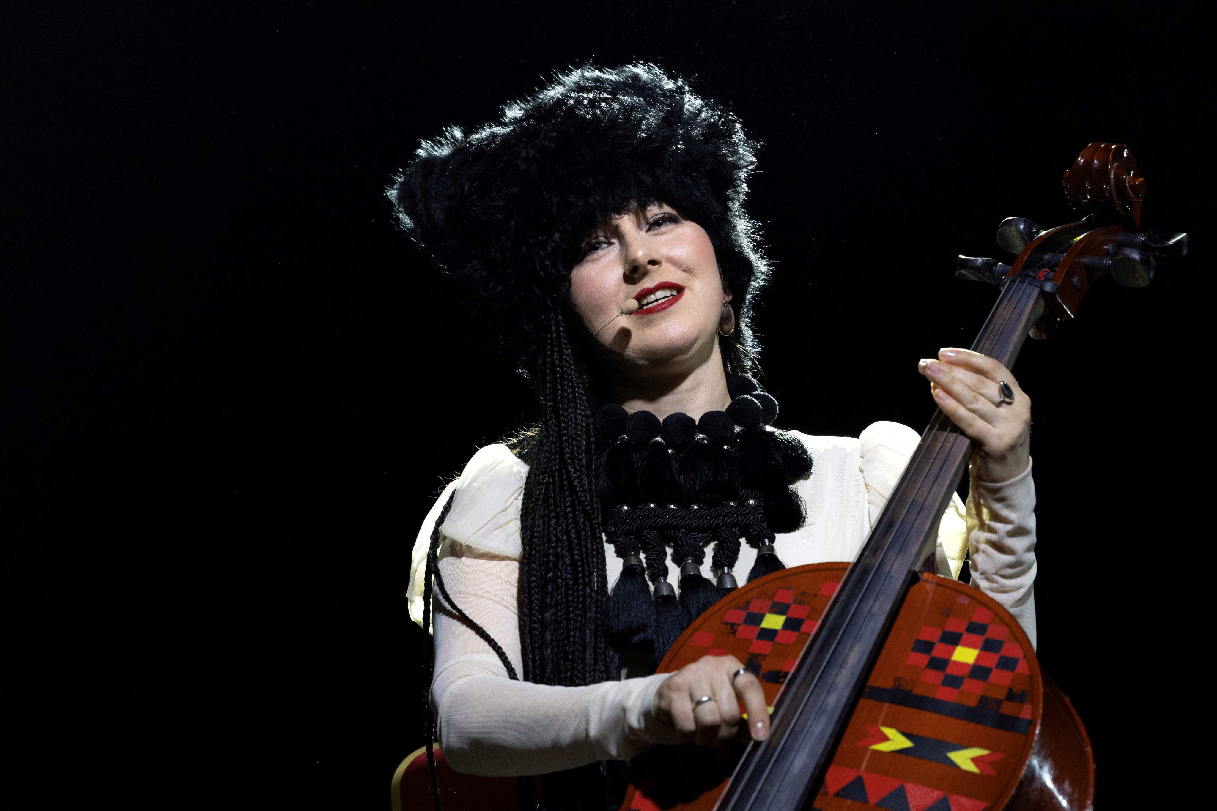 Nina Garenetska of the Ukrainian folk music quartet DakhaBrakha performs on stage at the Cabaret Sauvage in Paris, France on January 22, 2025. Photo: AFP