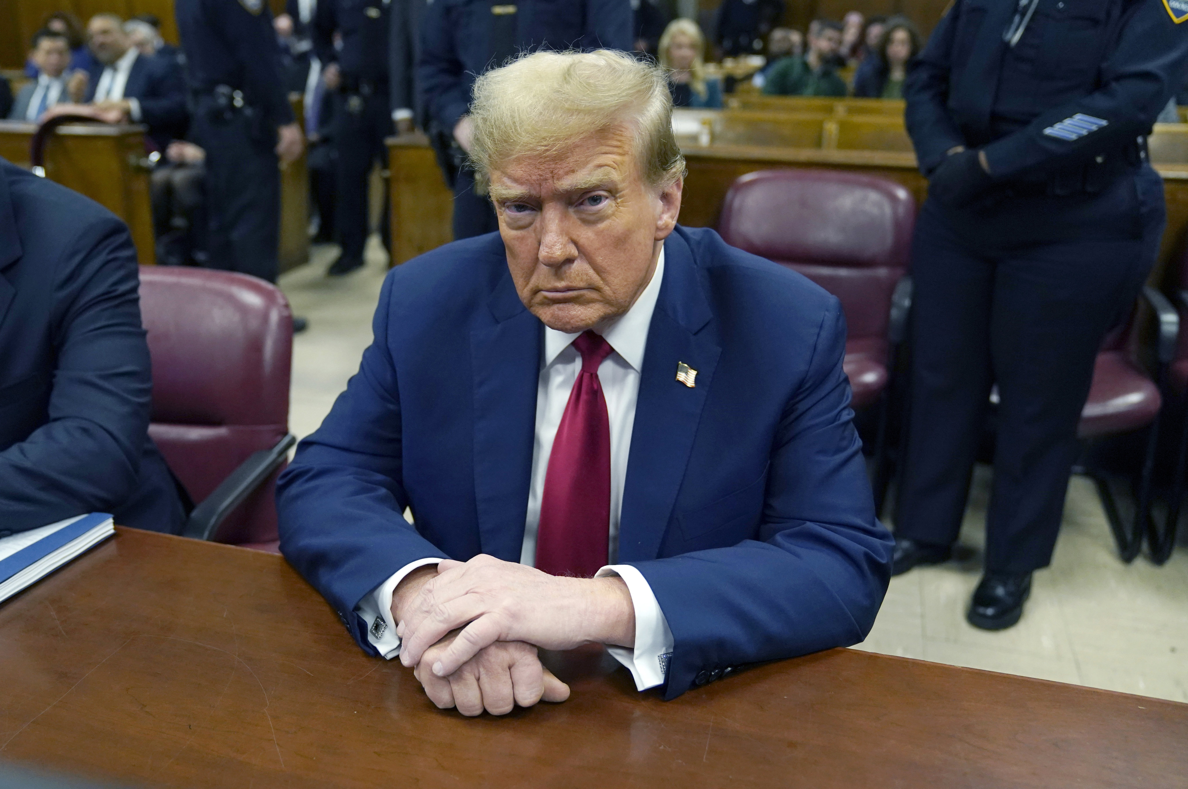 Donald Trump attends his hush money trial in New York in April. Photo: Pool Photo via AP