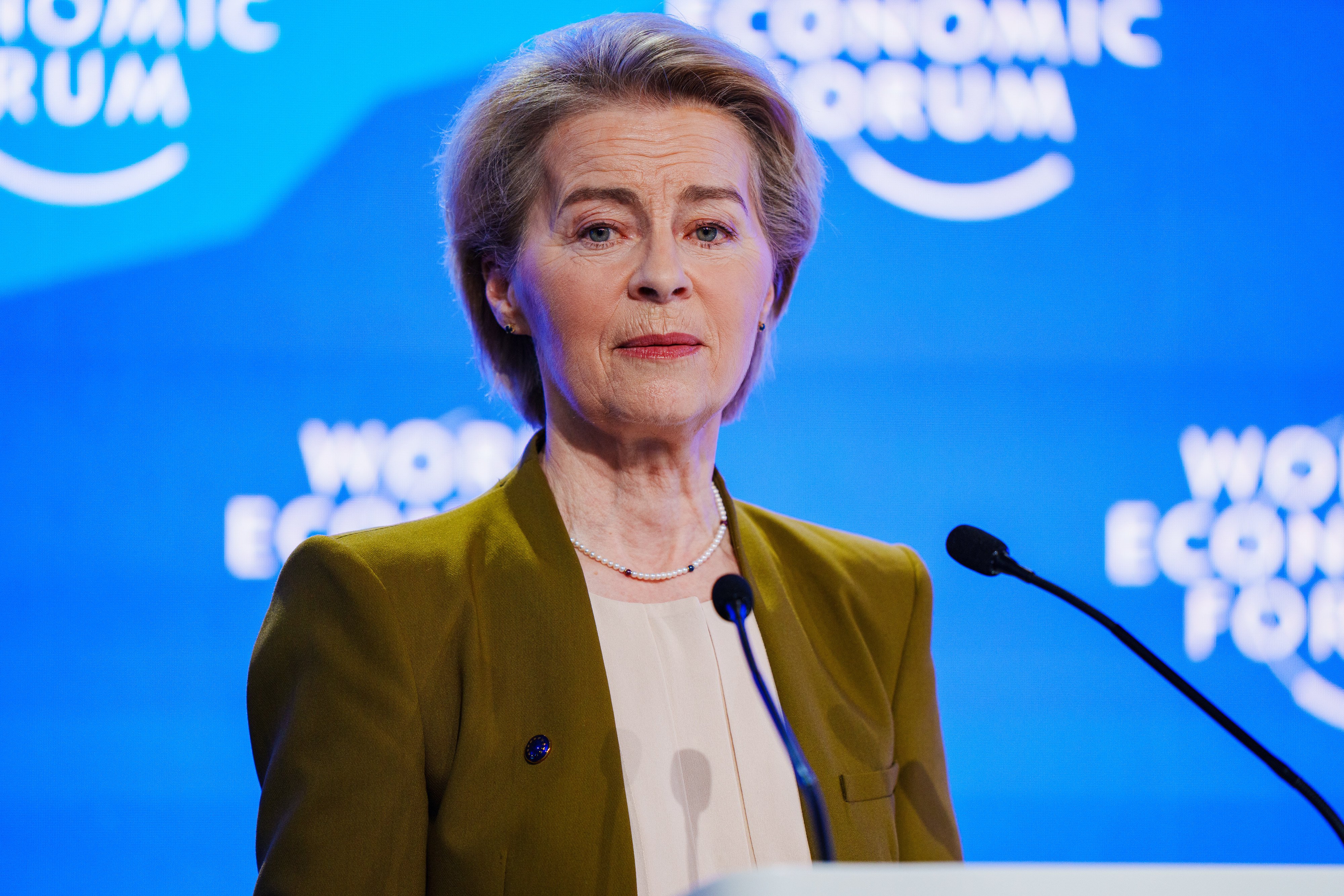 European Commission President Ursula von der Leyen, shown at the World Economic Forum last week, still has not spoken with Donald Trump since his return to the White House. Photo: World Economic Forum/dpa 