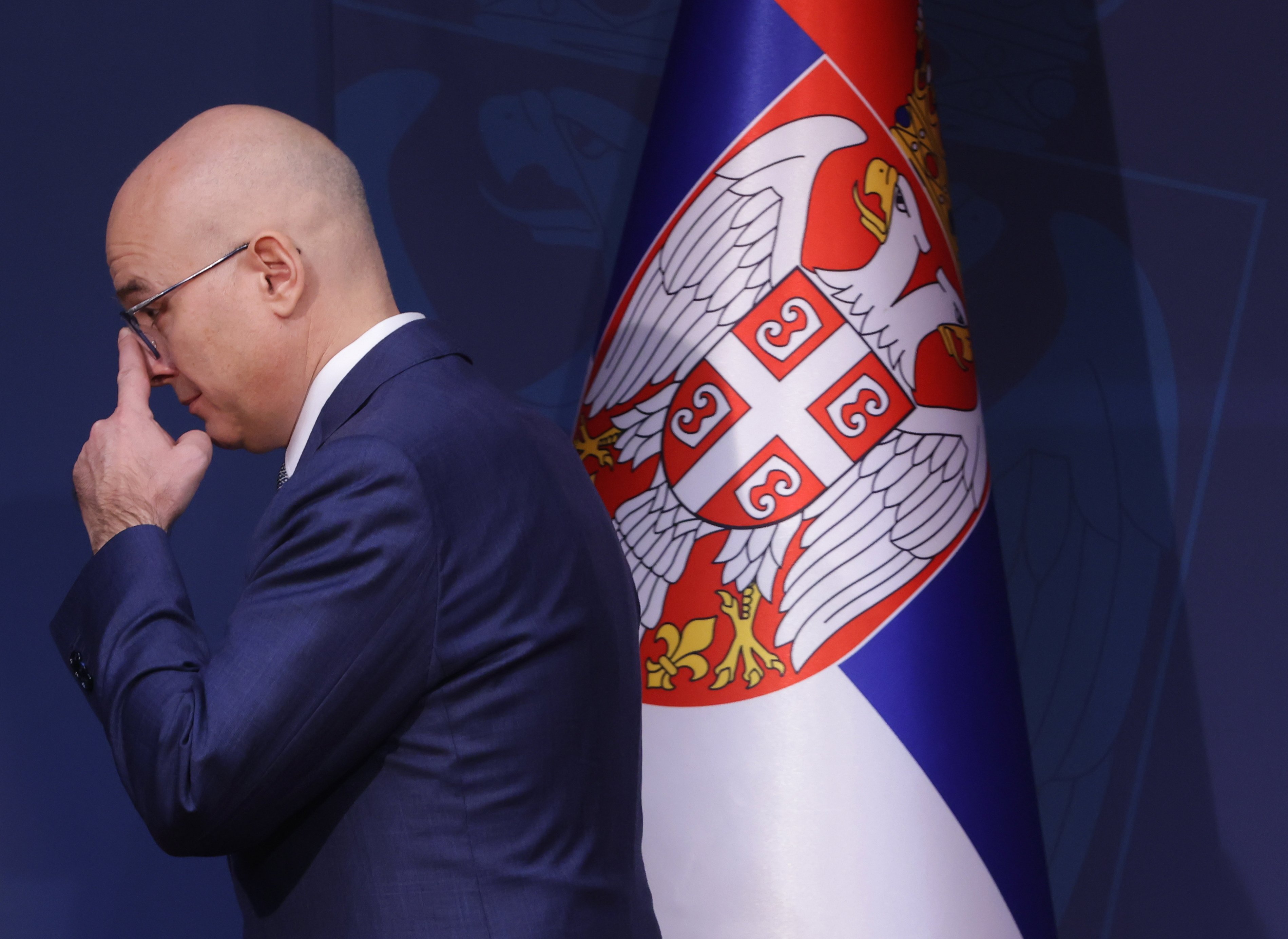 Serbian Prime Minister Milos Vucevic resigned on Tuesday, following months of mass demonstrations over the fatal collapse of a railway station roof in November. Photo: EPA-EFE