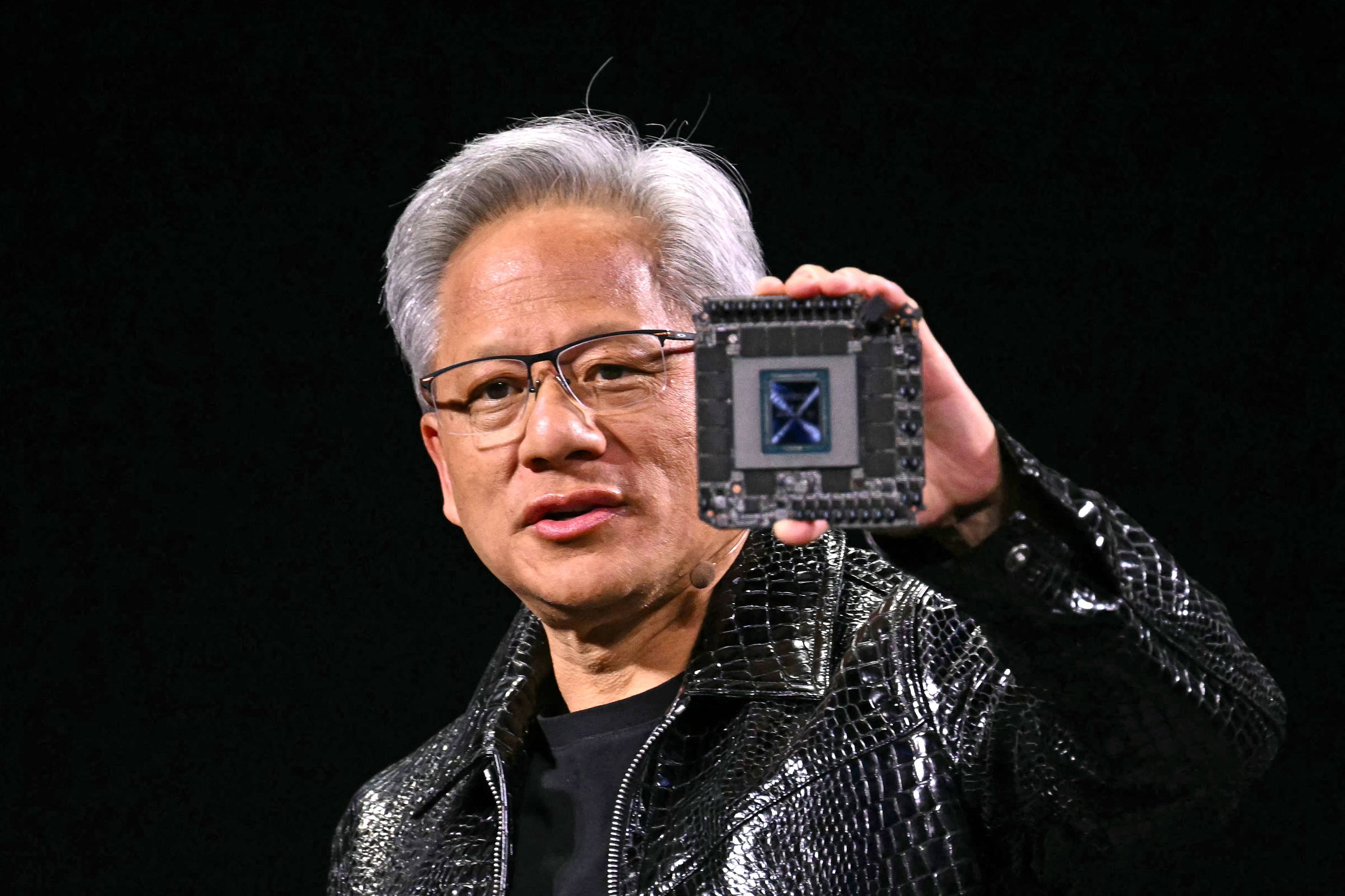 Nvidia CEO Jensen Huang delivers a keynote address at the Consumer Electronics Show (CES) in Las Vegas, Nevada, on January 6. Photo: AFP