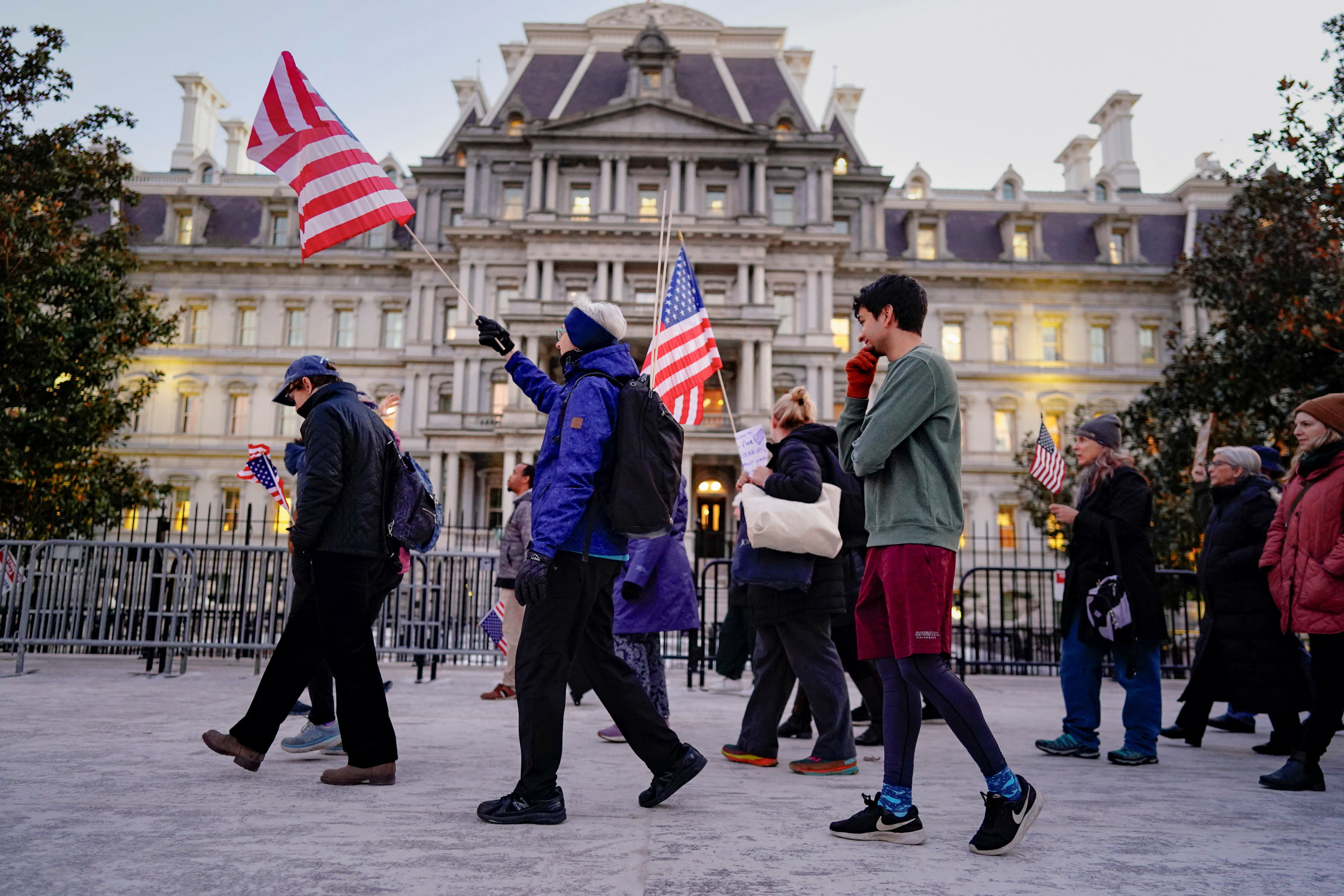 Protesters gather during a rally in Washington on Tuesday in opposition to US President Donald Trump’s order to pause all federal grants and loans. Photo: Reuters