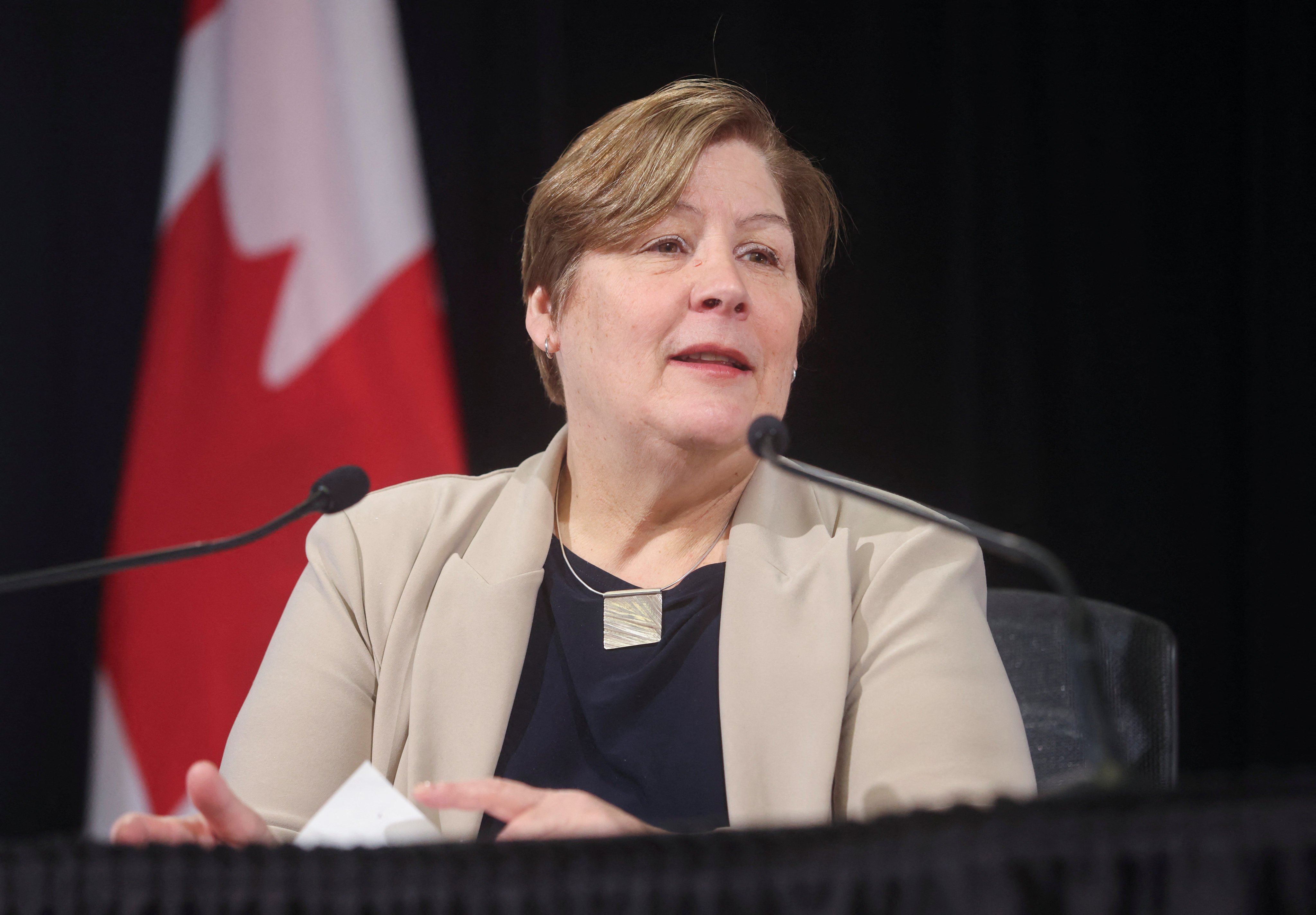 Commissioner Justice Marie-Josee Hogue speaks to reporters after the release of the final report of the Public Inquiry into Foreign Interference in Federal Electoral Processes and Democratic Institutions in Ottawa, Ontario, Canada, on Tuesday. Photo: Reuters