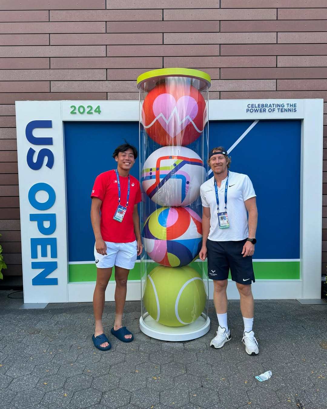 Coleman Wong (left) and coach James Allemby at last year’s US Open. Photo: Instagram/hambittttt