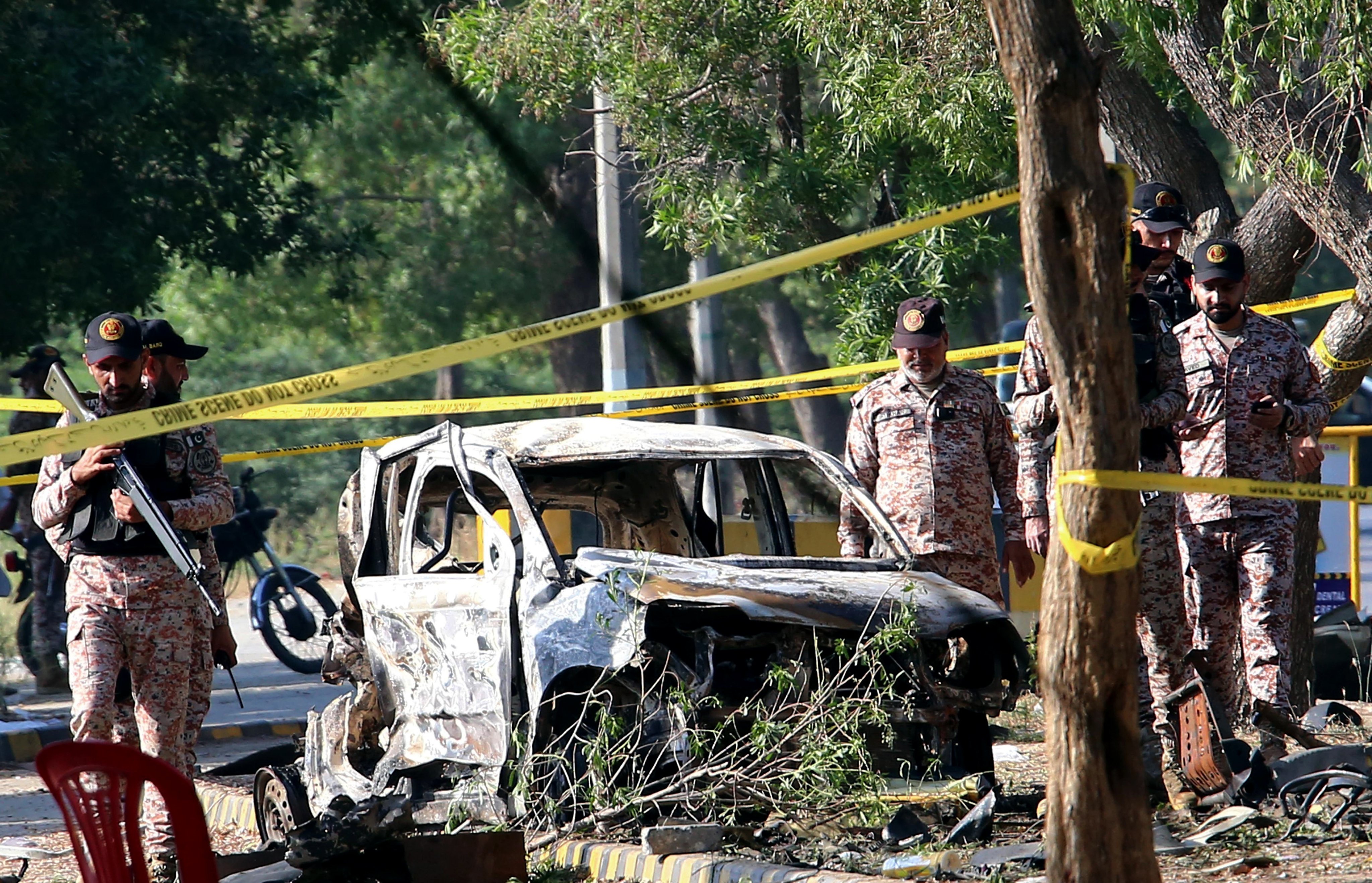 The scene of a BLA attack in Karachi last October in which two Chinese citzens died. Photo: EPA-EFE