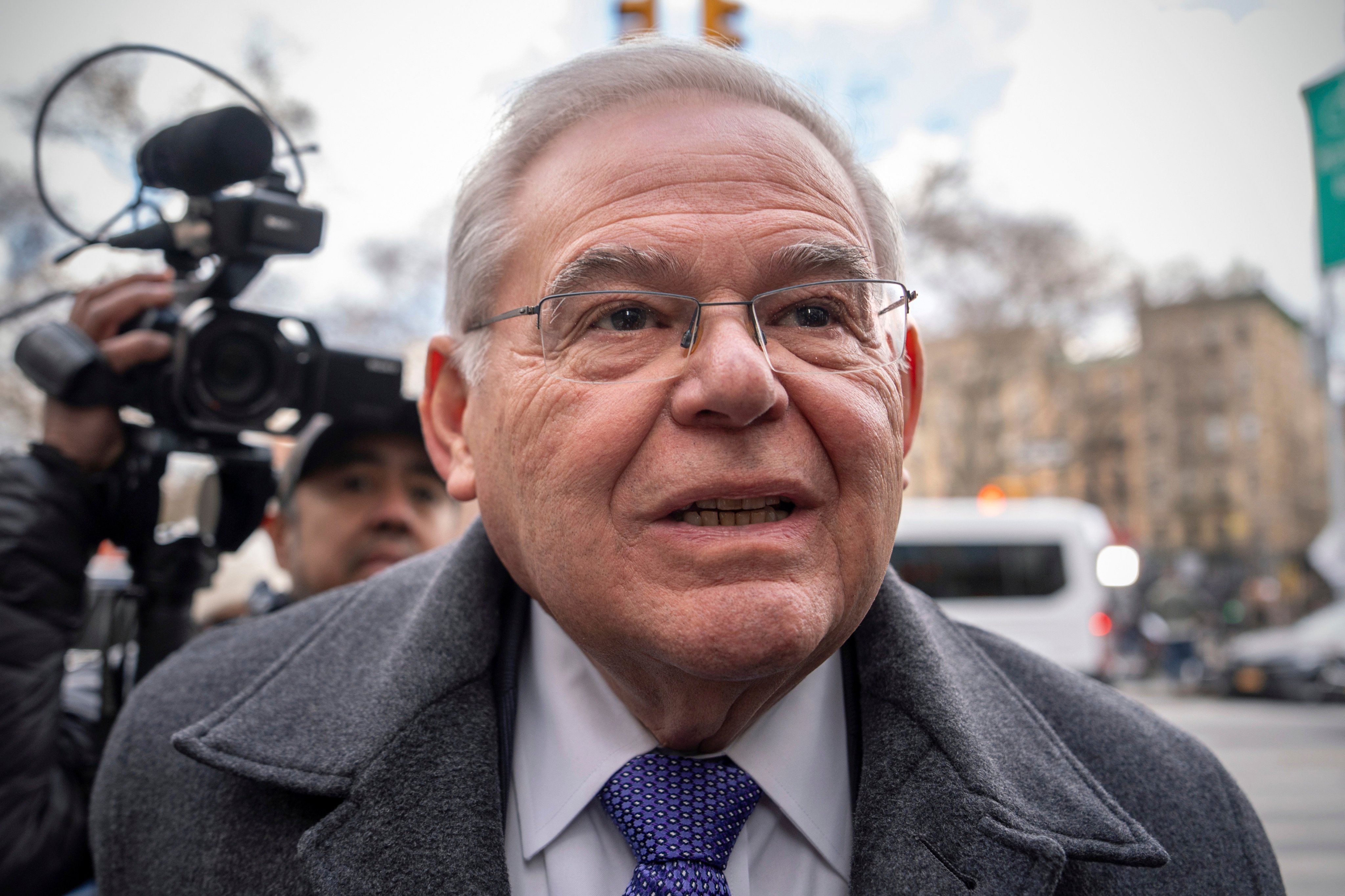 Former US senator Bob Menendez arrives at federal court in New York on Wednesday. Photo: AP