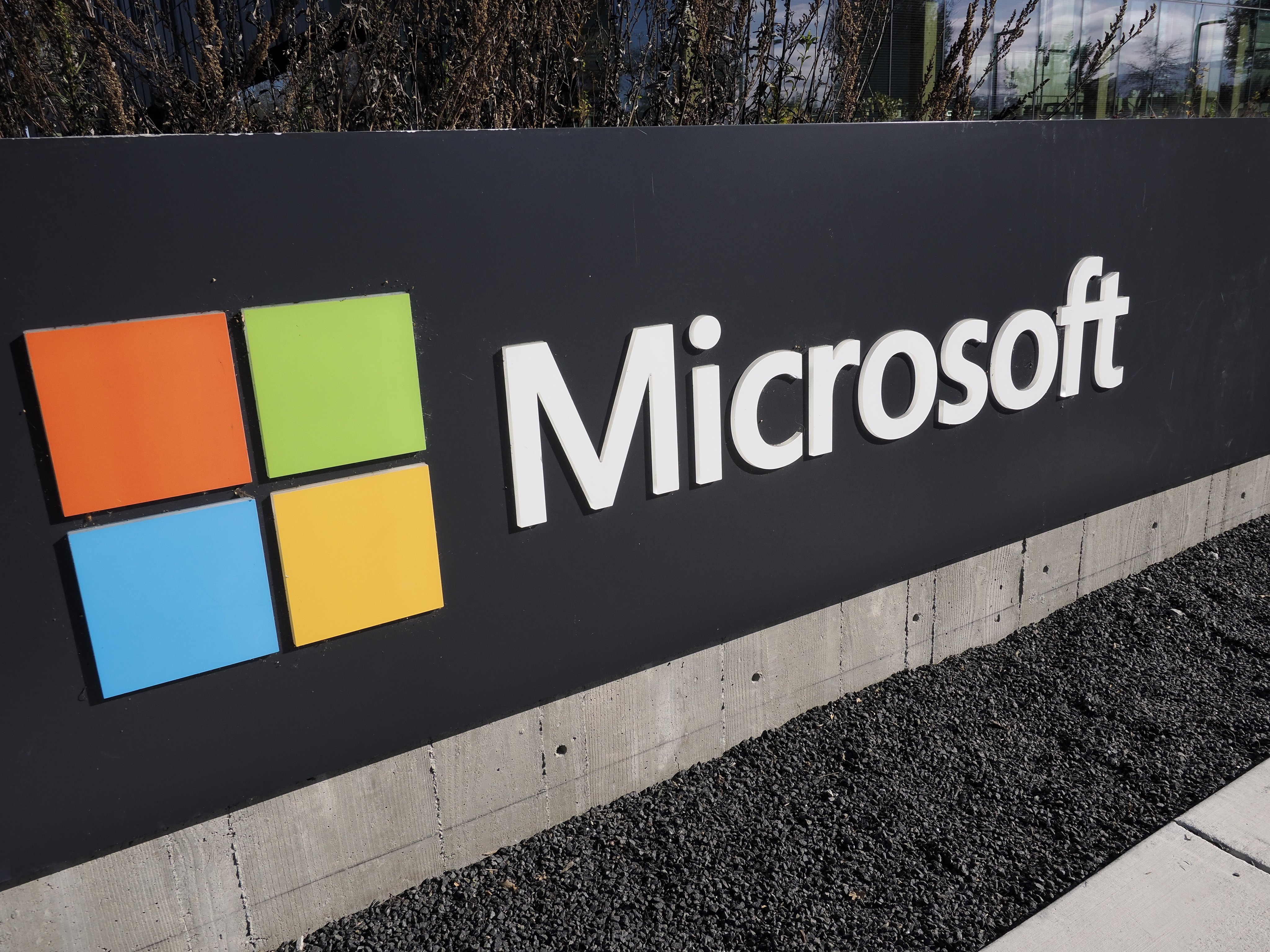 Microsoft signage at its corporate offices in Mountain View, California. Photo: EPA-EFE