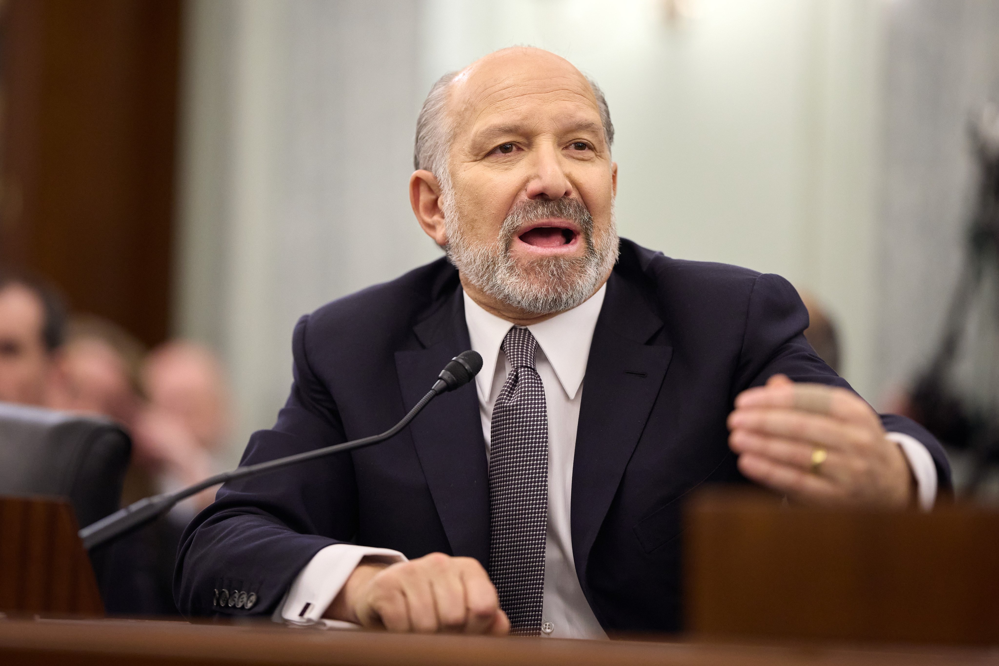 Howard Lutnick, US President Donald Trump’s nominee to serve as commerce secretary, testifies before the Senate Committee of Commerce, Science and Transportation during his confirmation hearing in Washington on Wednesday. Photo: EPA-EFE