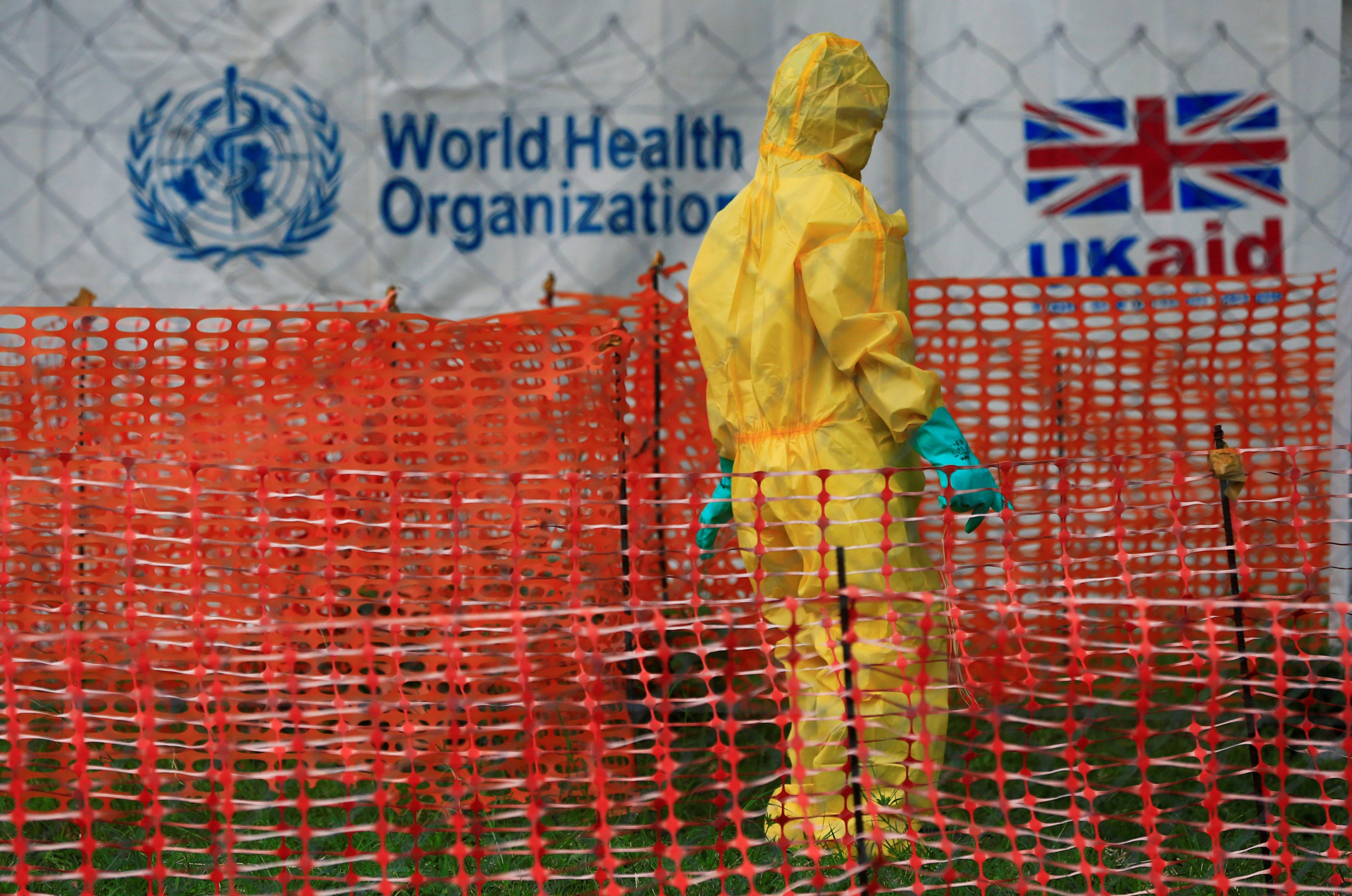 A person dressed in ebola protective apparel inside an ebola care facility at the Bwera general hospital near the border with the Democratic Republic of Congo in Bwera, Uganda. Uganda has had multiple Ebola outbreaks, including one in 2000 that killed hundreds. Photo: Reuters