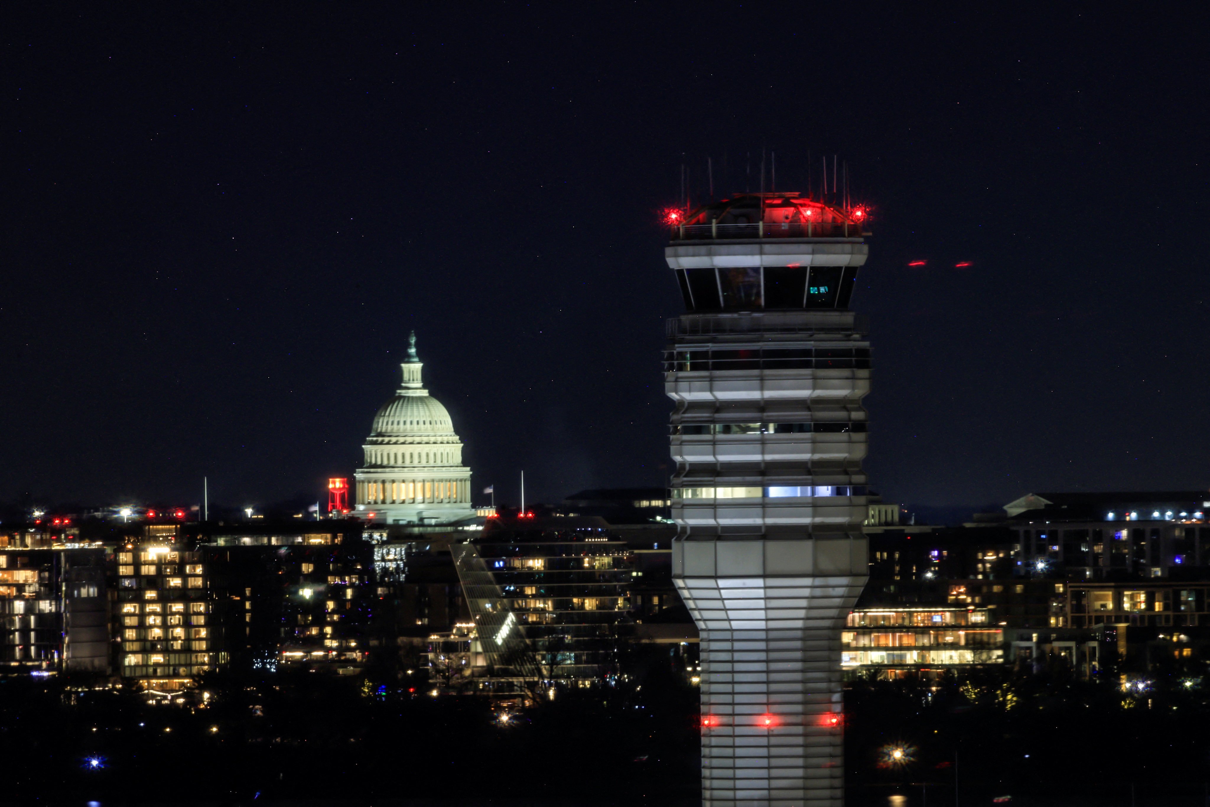 The air traffic control at Ronald Reagan Washington National Airport, with the Capitol dome in the background. Photo: Reuters