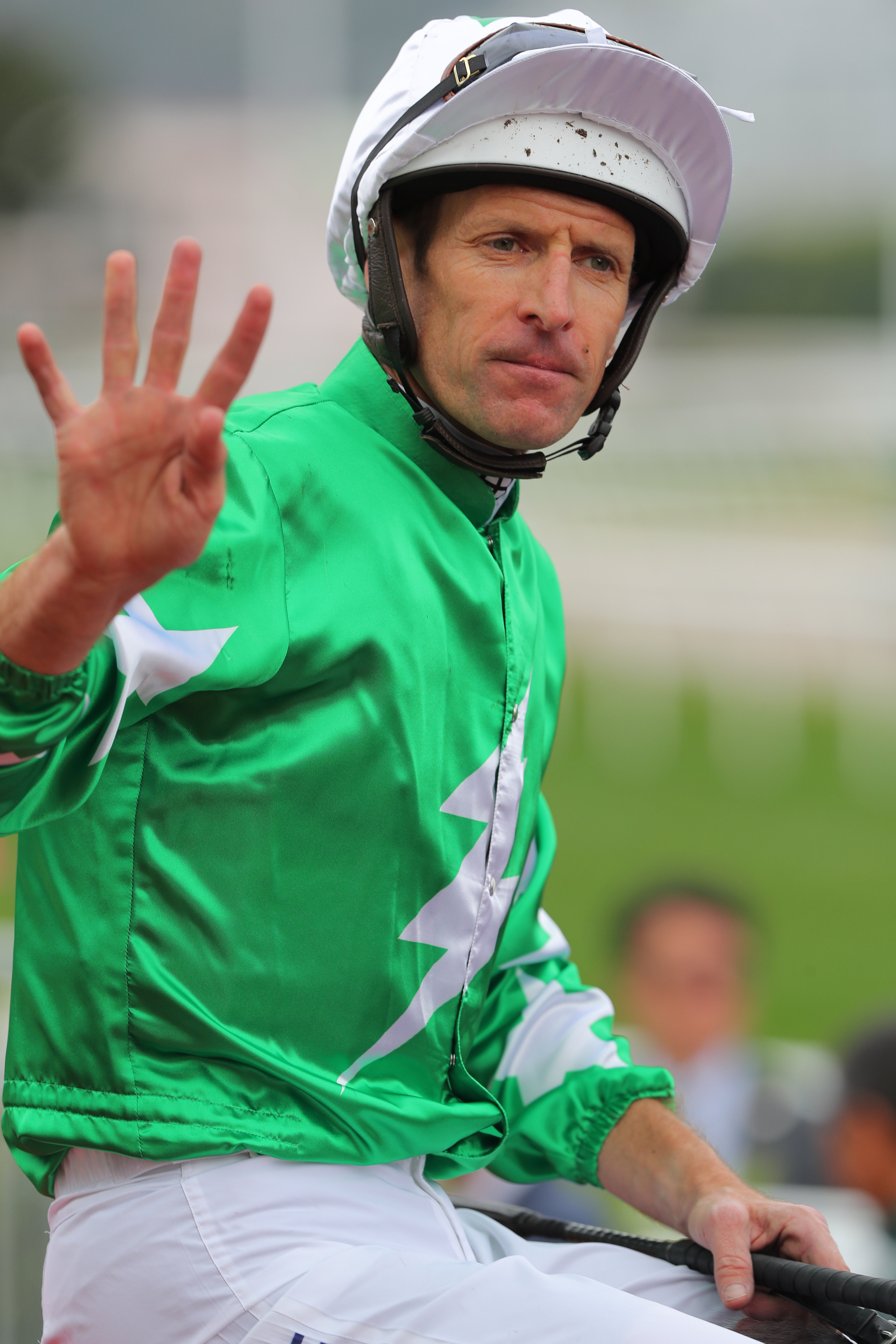 Hugh Bowman celebrates his fourth win of the afternoon at Sha Tin. Photos: Kenneth Chan