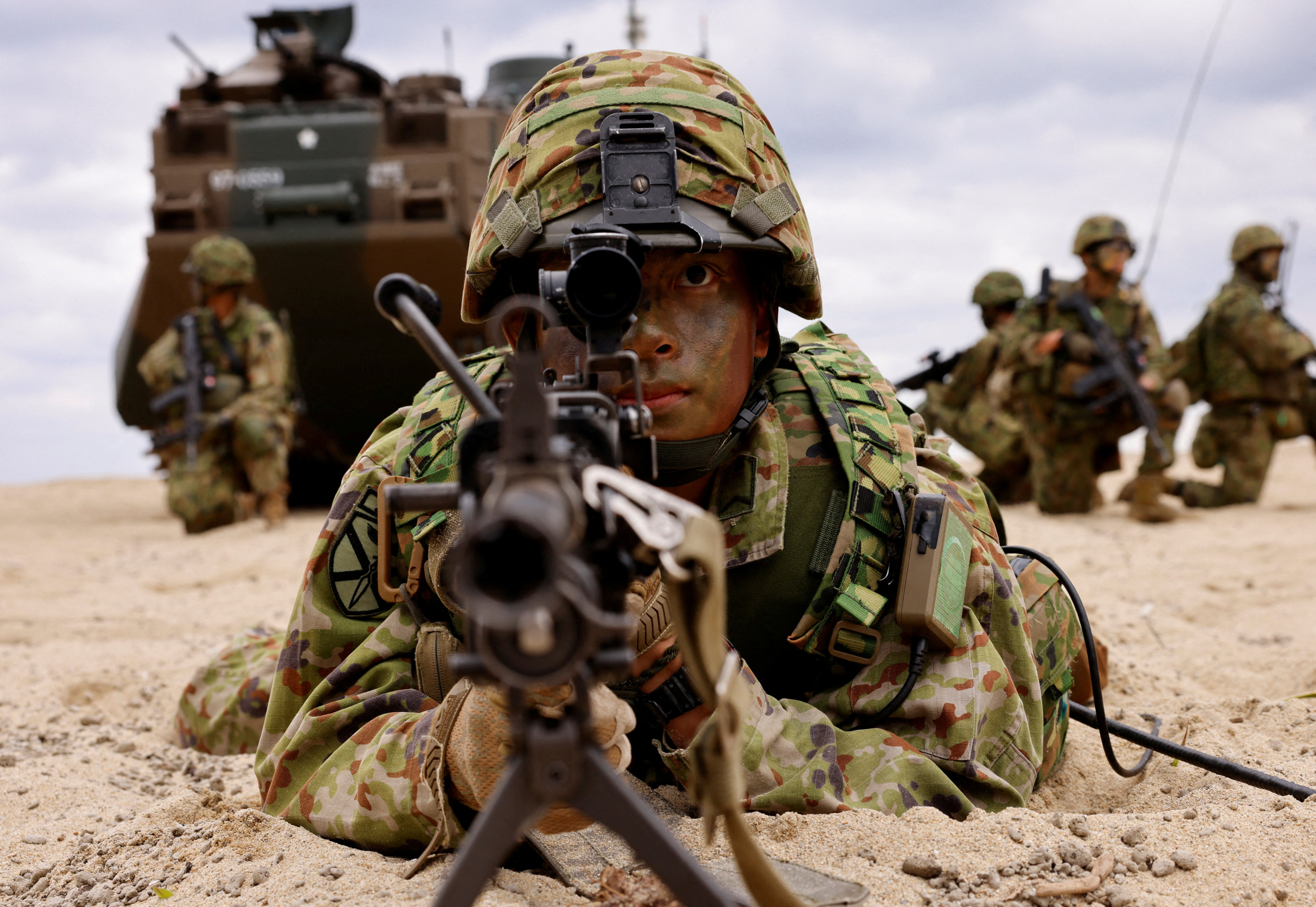 Japanese soldiers in a marine landing drill in 2023. File photo: Reuters