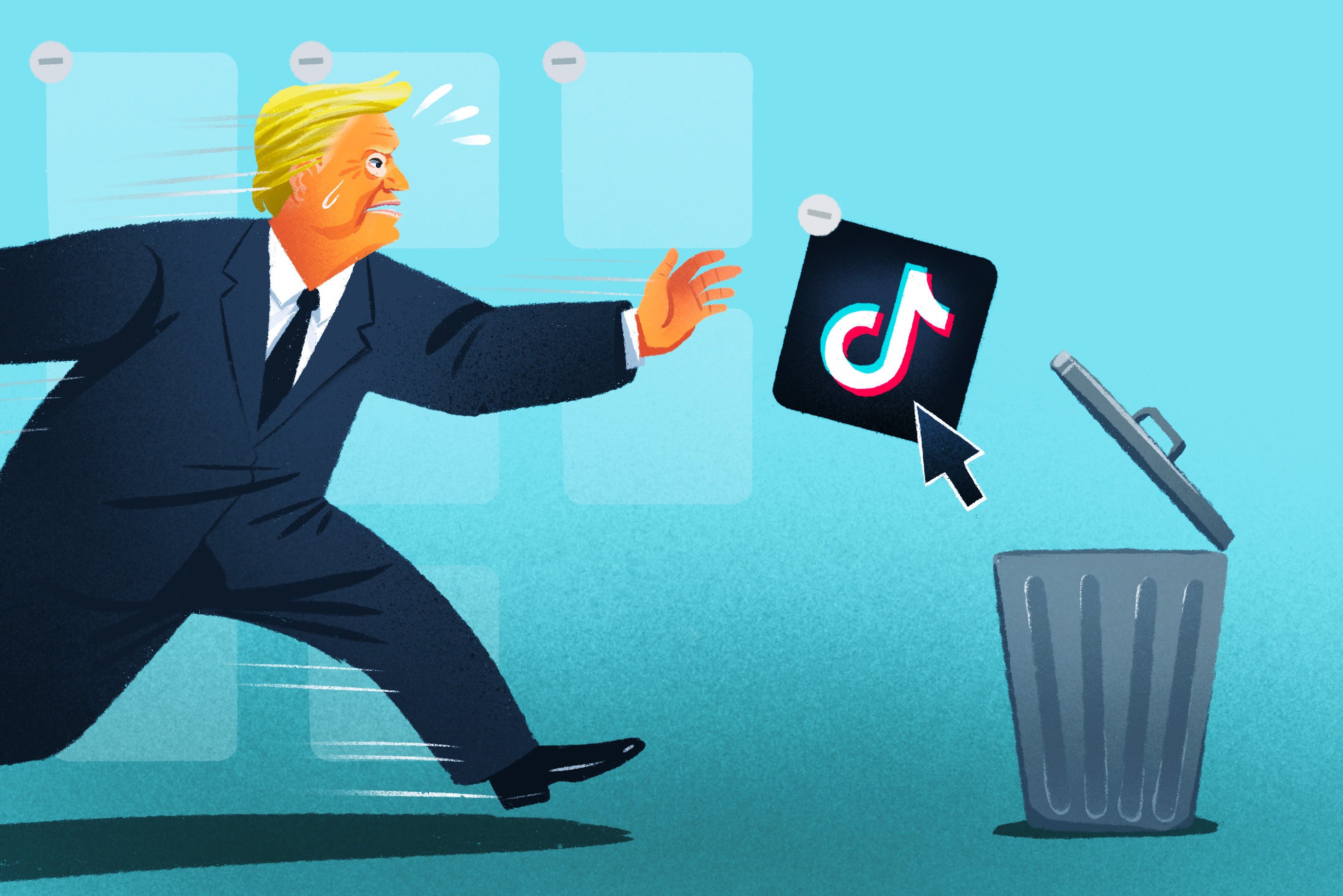 US President Donald Trump has turned from TikTok foe to friend, giving ByteDance a narrow pathway to maintaining it biggest business in the country. Illustration: Davies Christian Surya