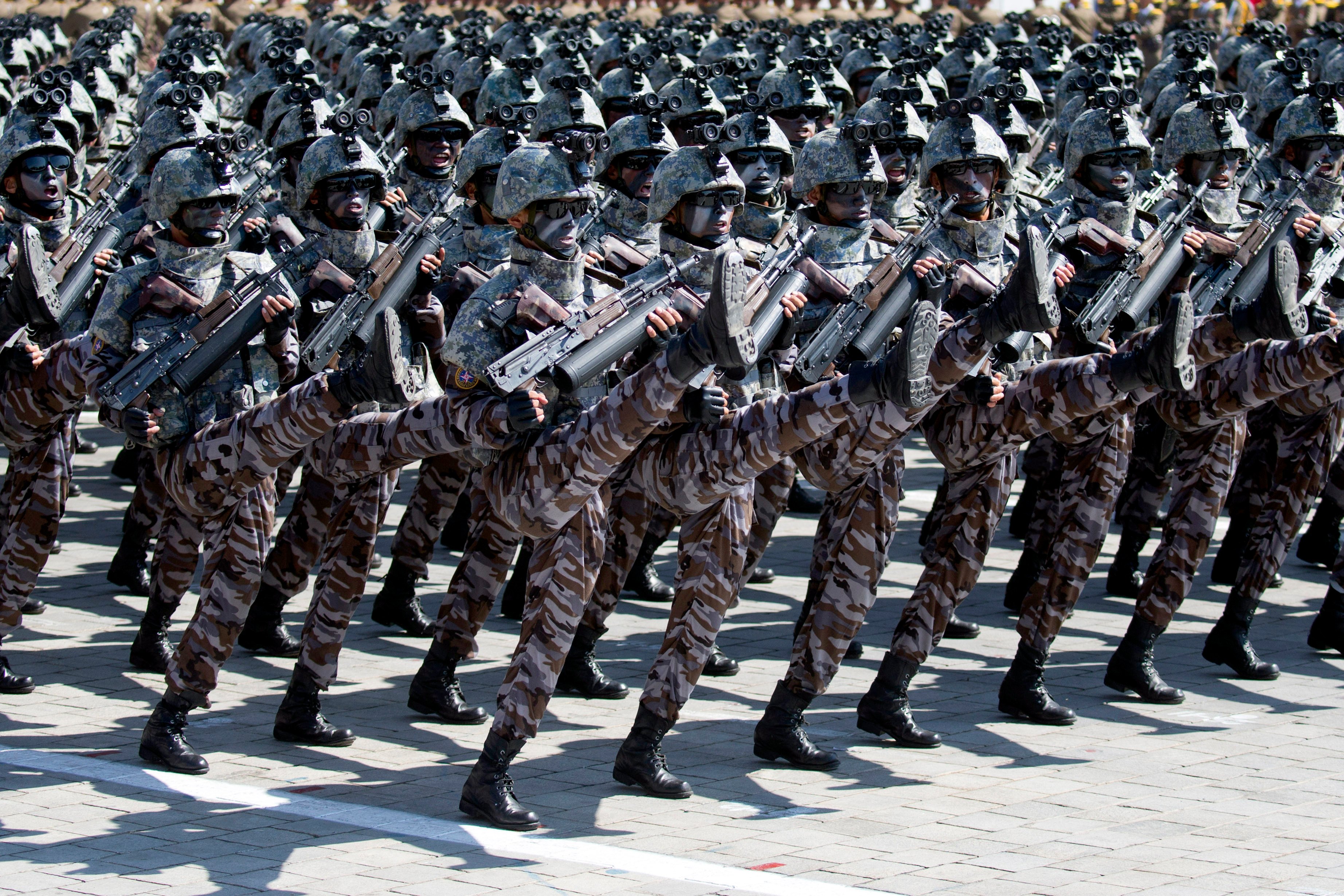 North Korean soldiers march during a military parade in Pyongyang. Photo: AP