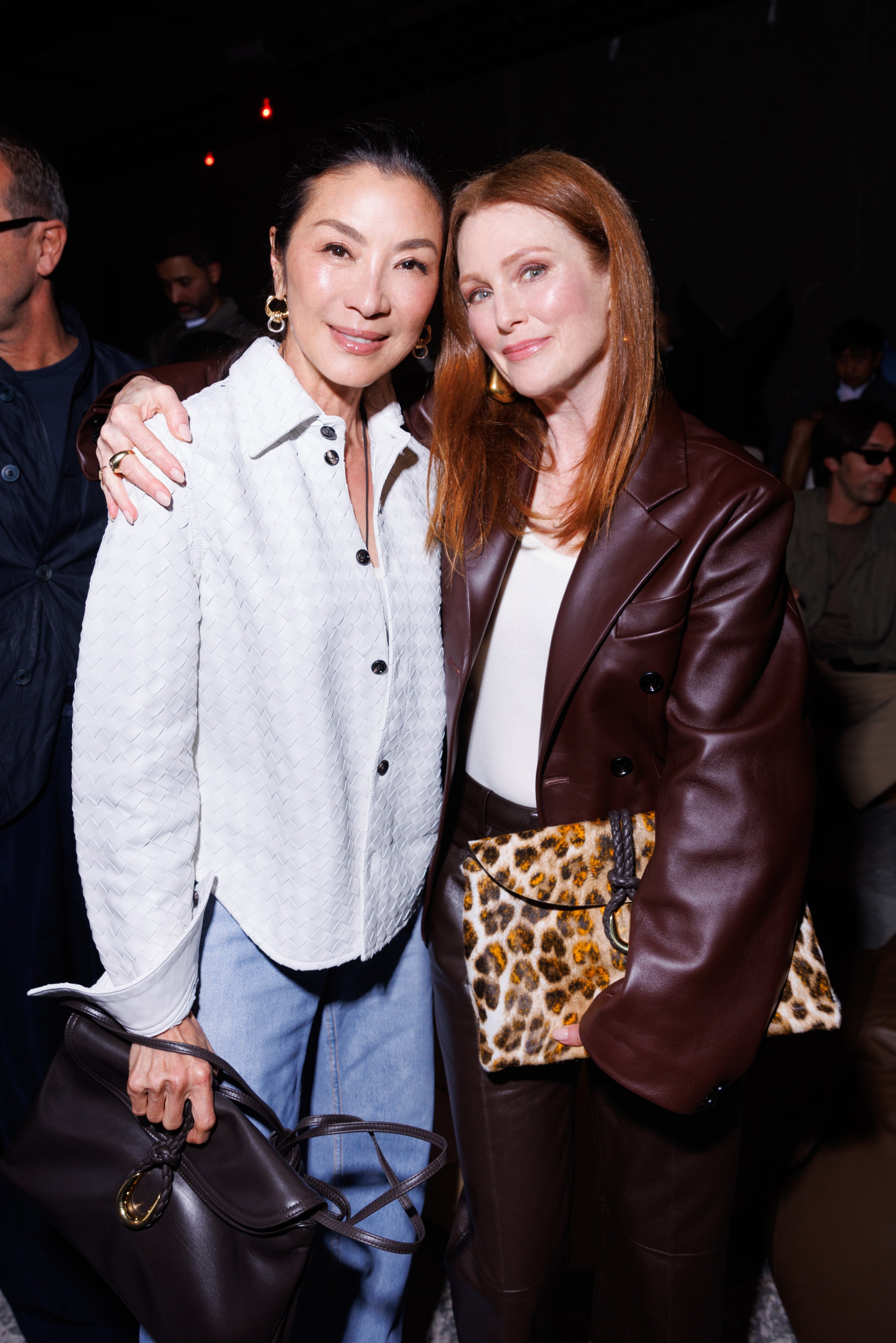 Julianne Moore and Michelle Yeoh’s looks at the Bottega Veneta spring/summer 2025 show in September 2024 showed that leather – vegan or otherwise – is as popular as ever. Photo: Handout