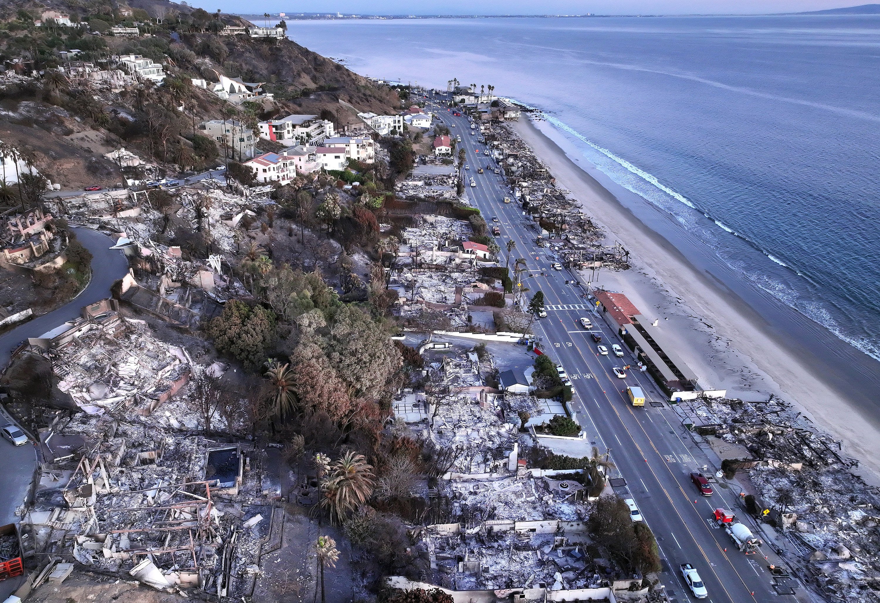 Fire-ravaged homes in Malibu, California. Photo: Getty Images/TNS