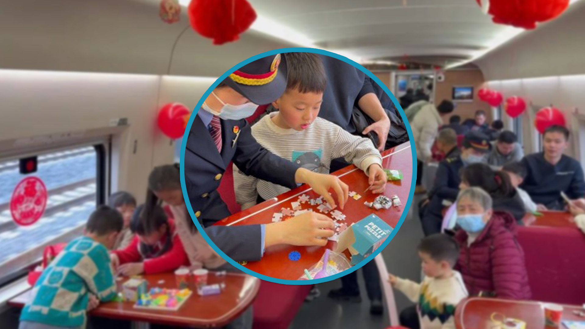 China’s high-speed train introduced a dedicated carriage featuring cartoon books and toys to soothe restless children. Photo: SCMP  composite/Xinhua