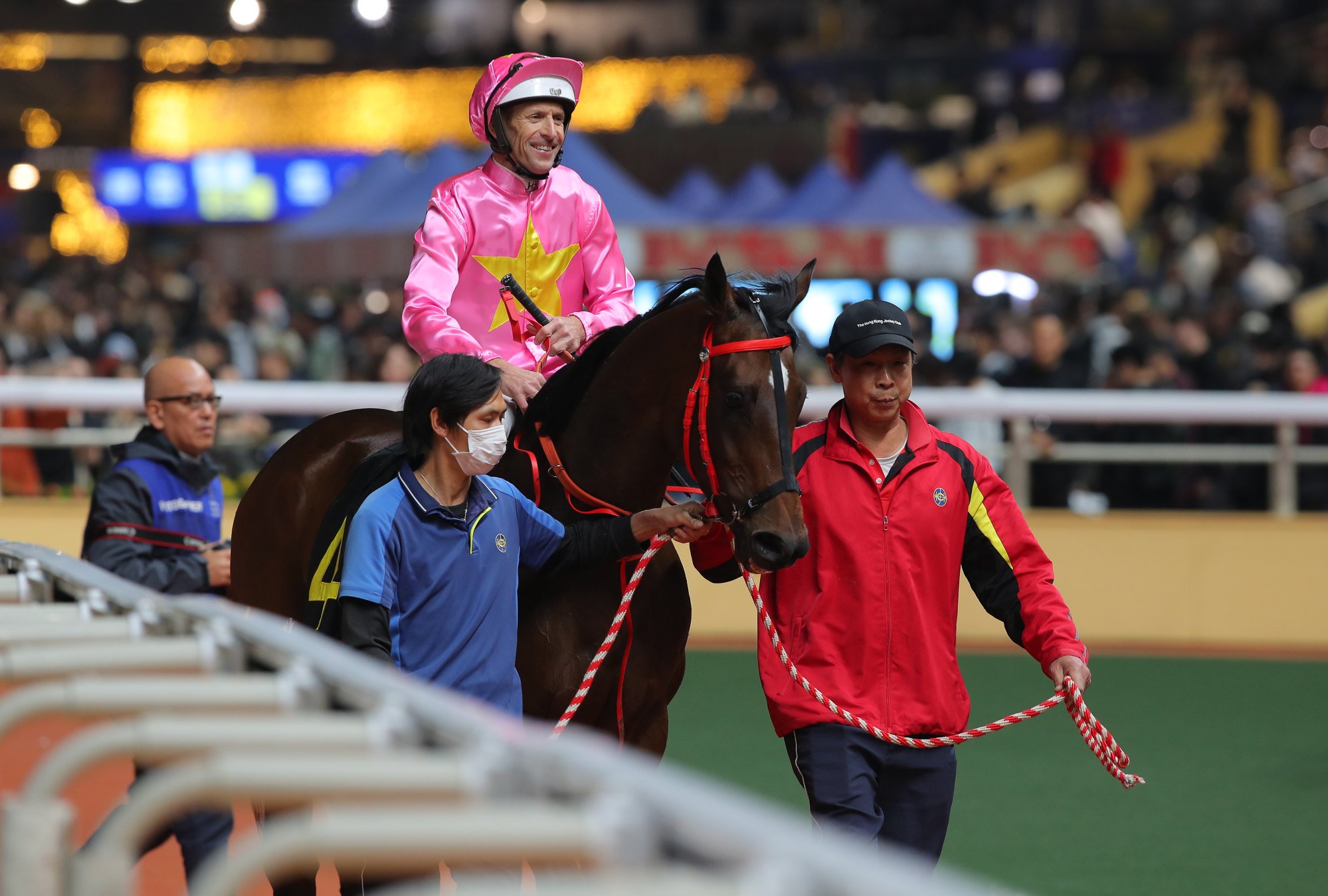 Hugh Bowman returns to the Happy Valley winners’ enclosure aboard Sky Jewellery.